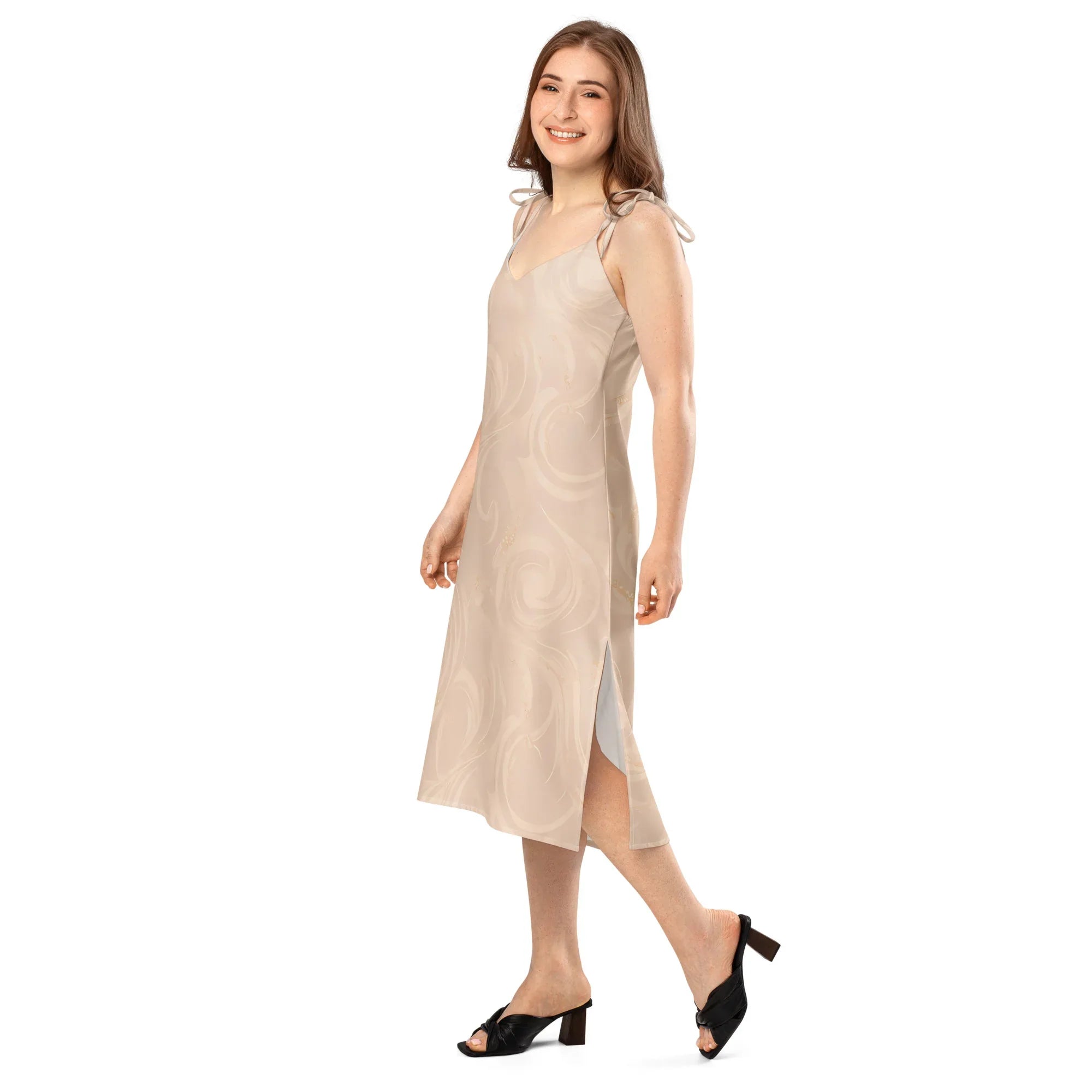 Tie-Strap Midi Dress Dress AwRans Clothing all-over-print-slip-dress-white-left-front-689c58c10d13f