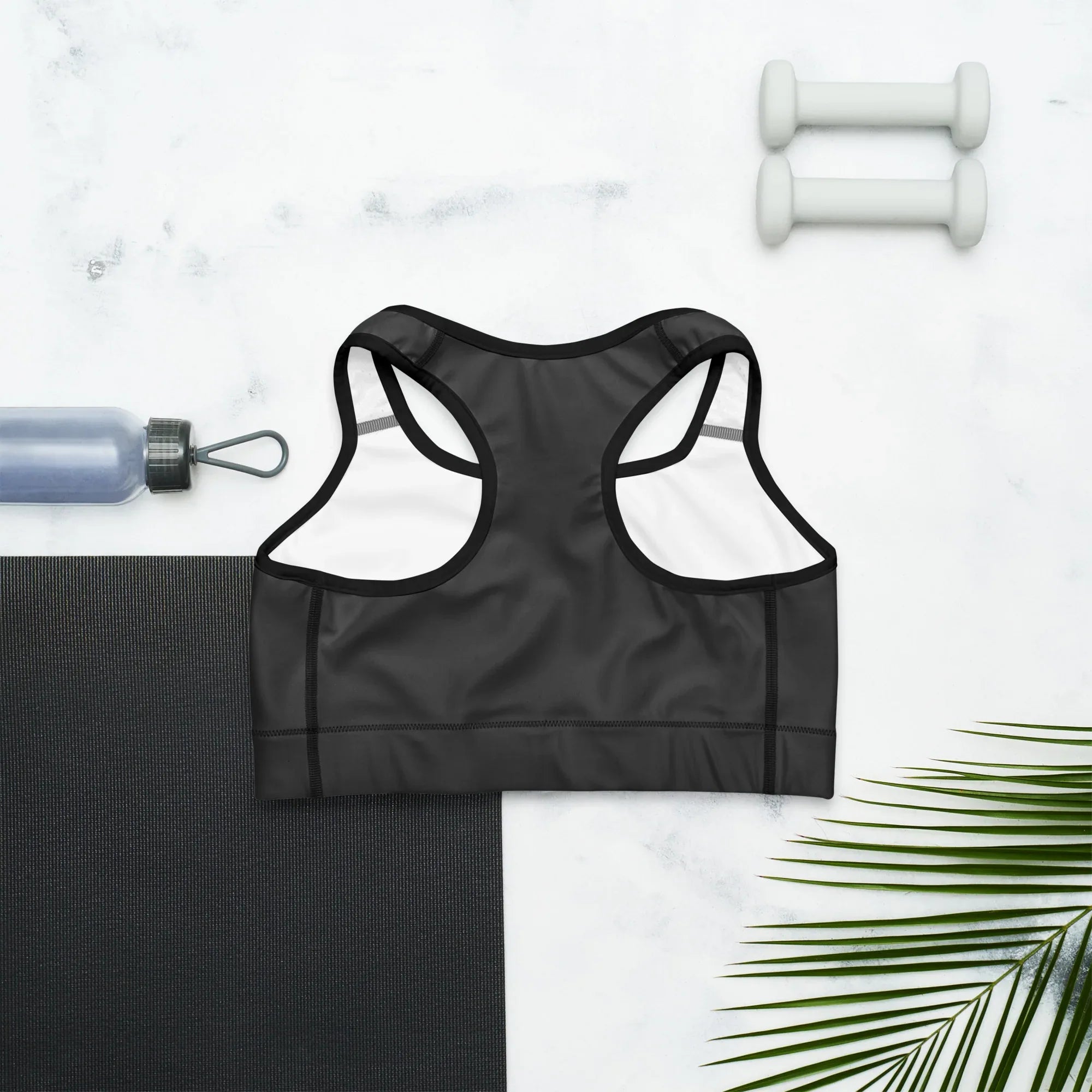 Sports Bra - Charcoal-Gray Sports Bra AwRans Clothing all-over-print-sports-bra-black-back-67ebface273fa