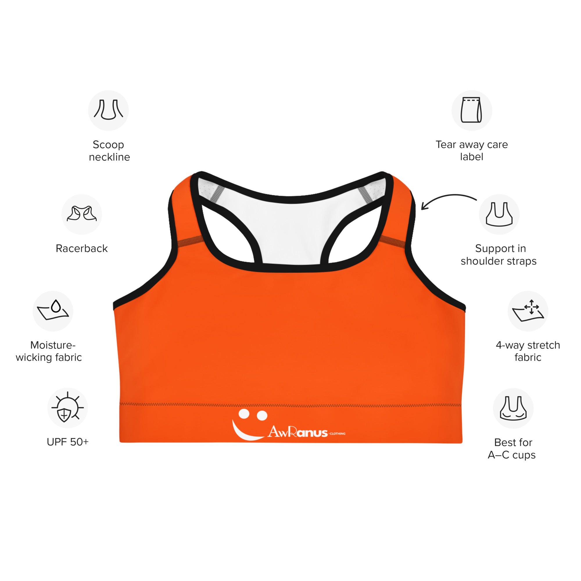 Sports Bra Sports Bra AwRans Clothing all-over-print-sports-bra-black-front-67ebec0346fe6