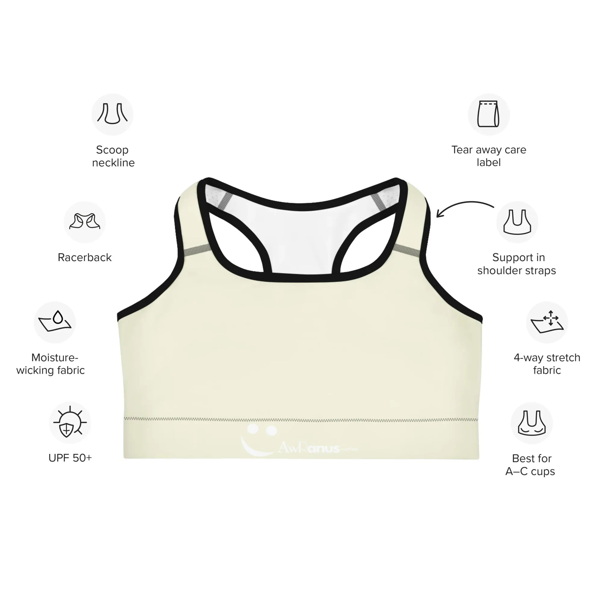 Sports Bra Sports Bra AwRans Clothing all-over-print-sports-bra-black-front-67ebf37820694