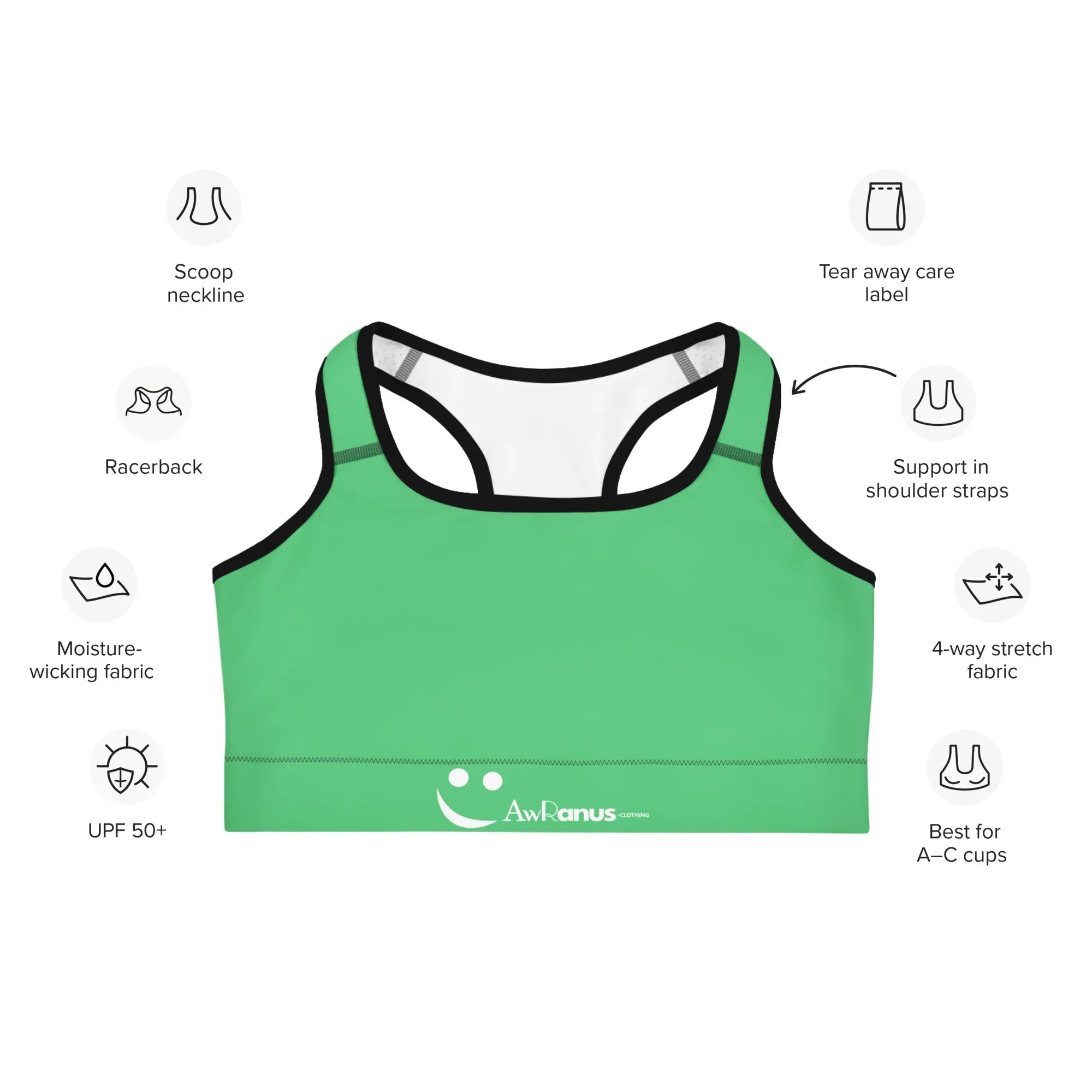 Sports Bra Sports Bra AwRans Clothing all-over-print-sports-bra-black-front-67ebf3ff02de4