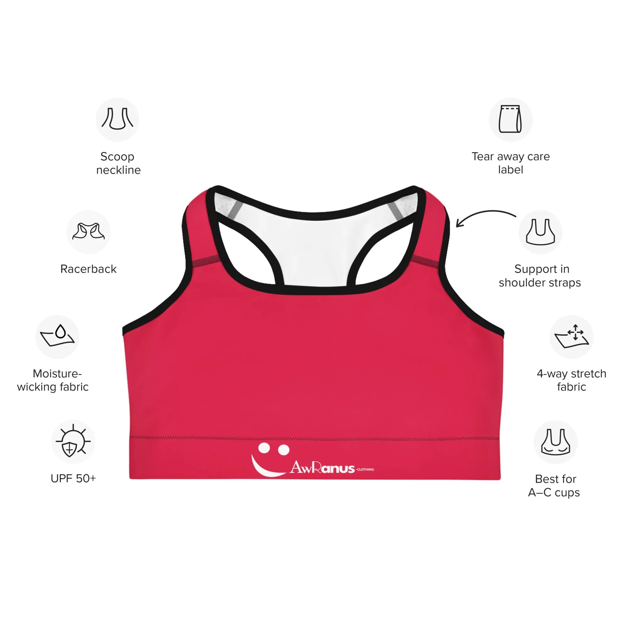Sports Bra Sports Bra AwRans Clothing all-over-print-sports-bra-black-front-67ebfa5f46c22
