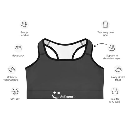 Sports Bra - Charcoal-Gray - AwRans Clothing