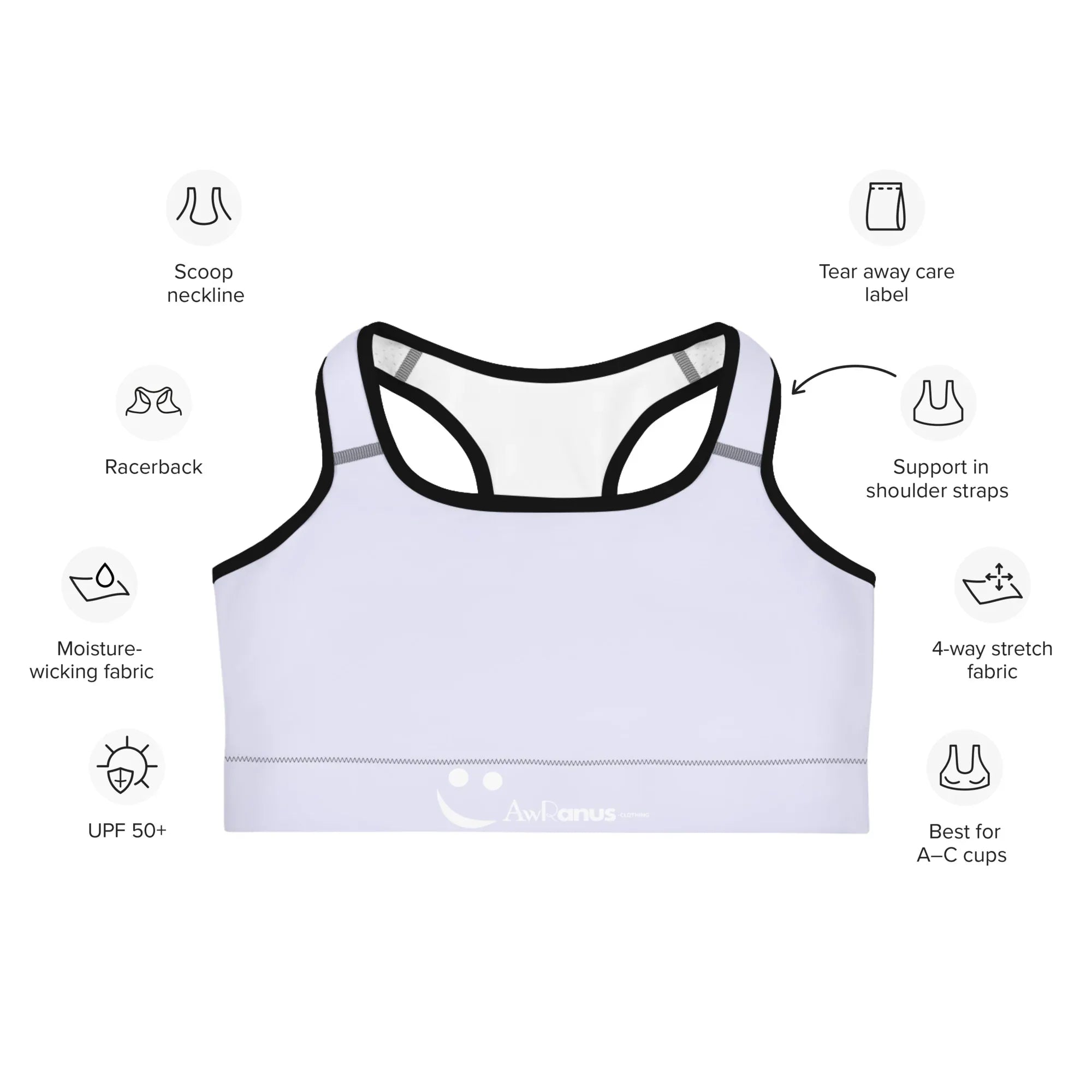 Sports Bra Sports Bra AwRans Clothing all-over-print-sports-bra-black-front-68db5461a9335