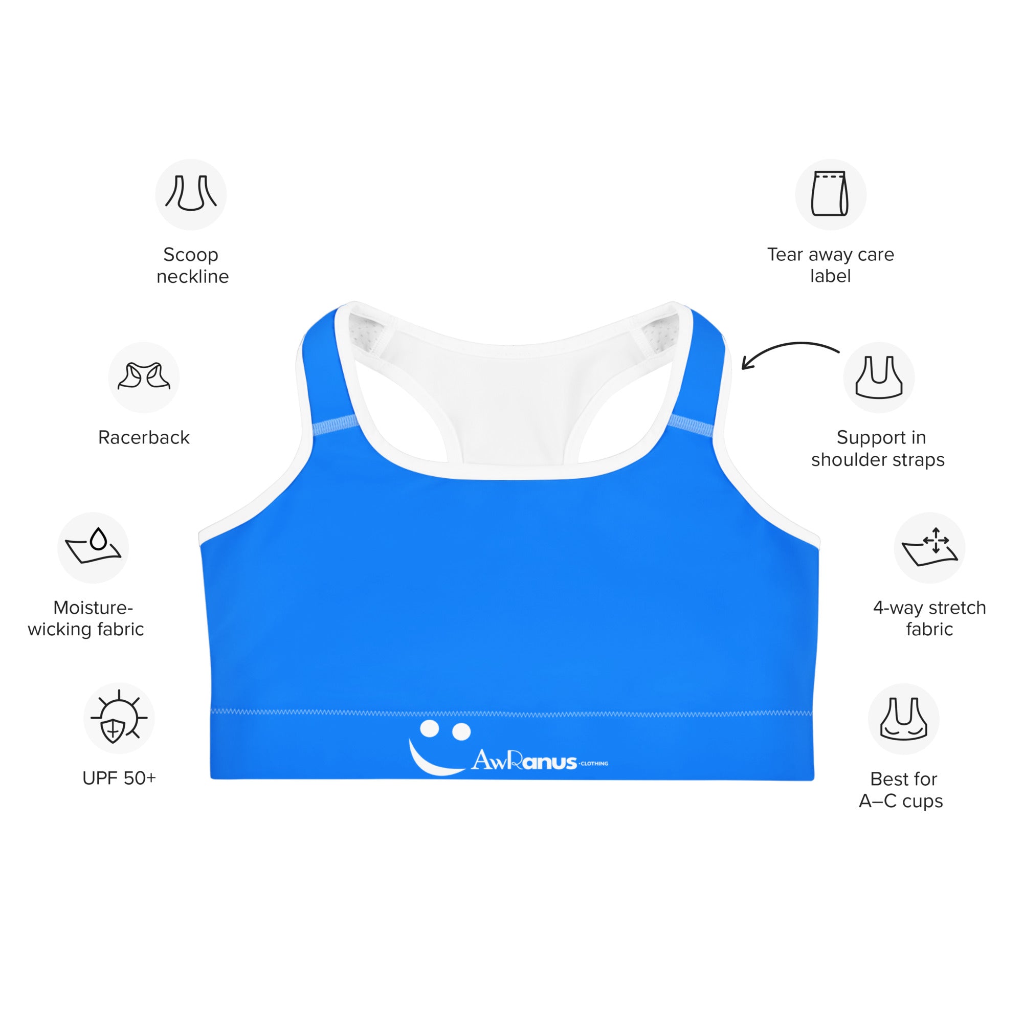 Sports Bra Sports Bra AwRans Clothing all-over-print-sports-bra-white-front-67ebec90ef8ac
