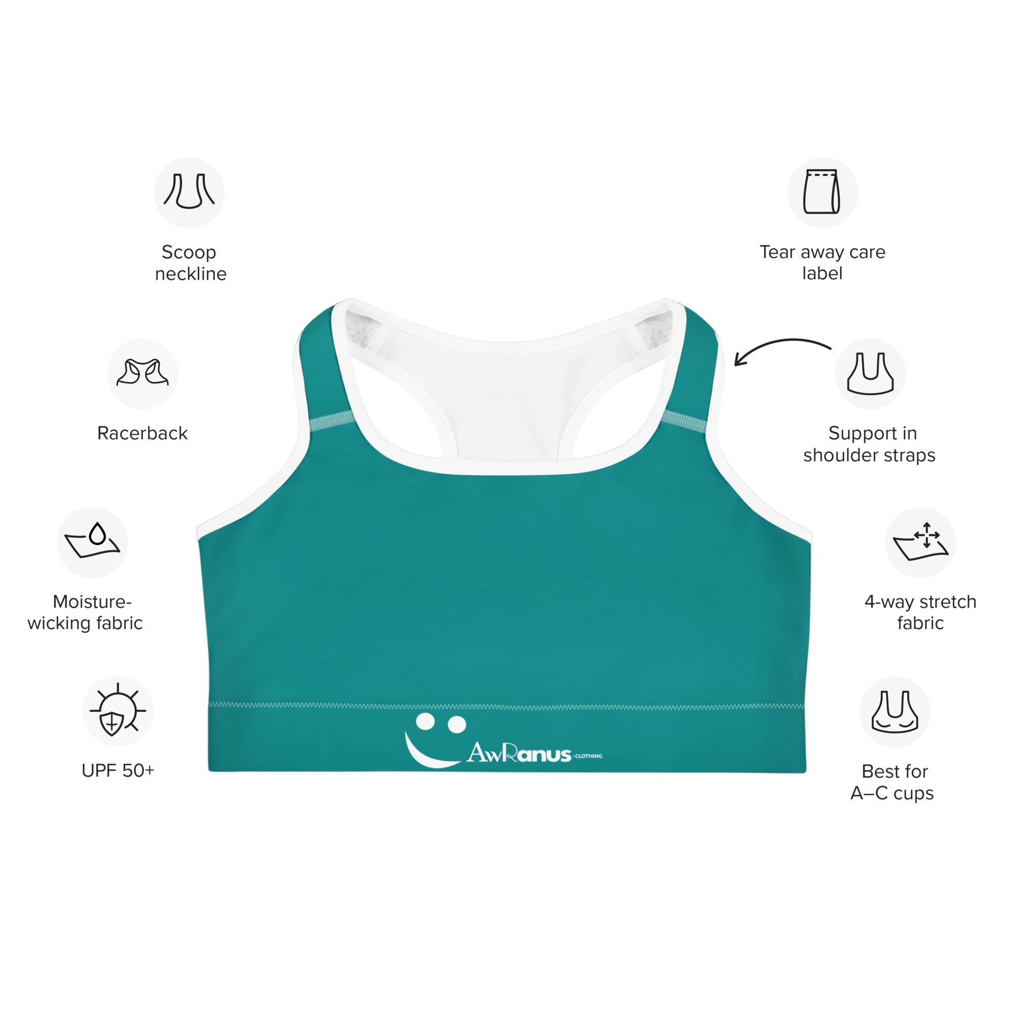 Sports Bra Sports Bra AwRans Clothing all-over-print-sports-bra-white-front-67ebede226673