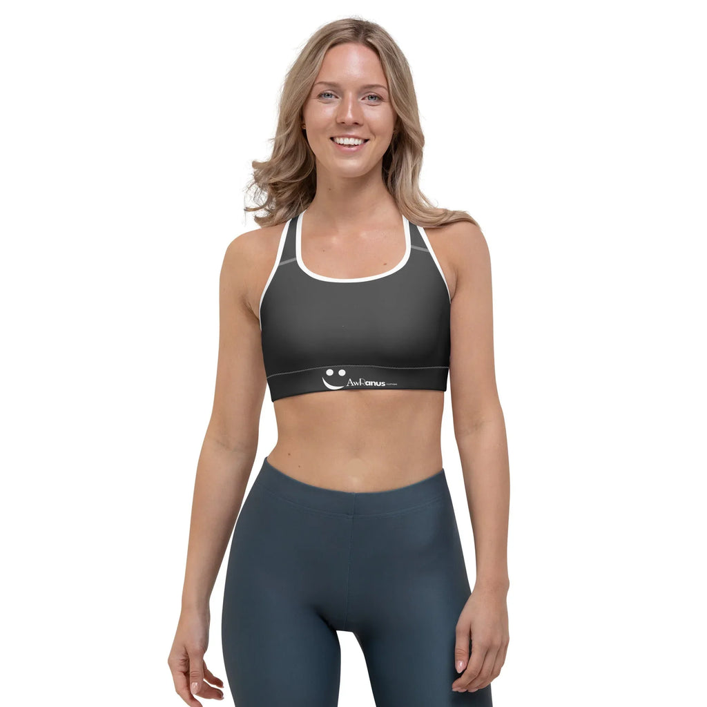 Sports Bra - Charcoal-Gray Sports Bra AwRans Clothing all-over-print-sports-bra-white-front-67ebface2bd74