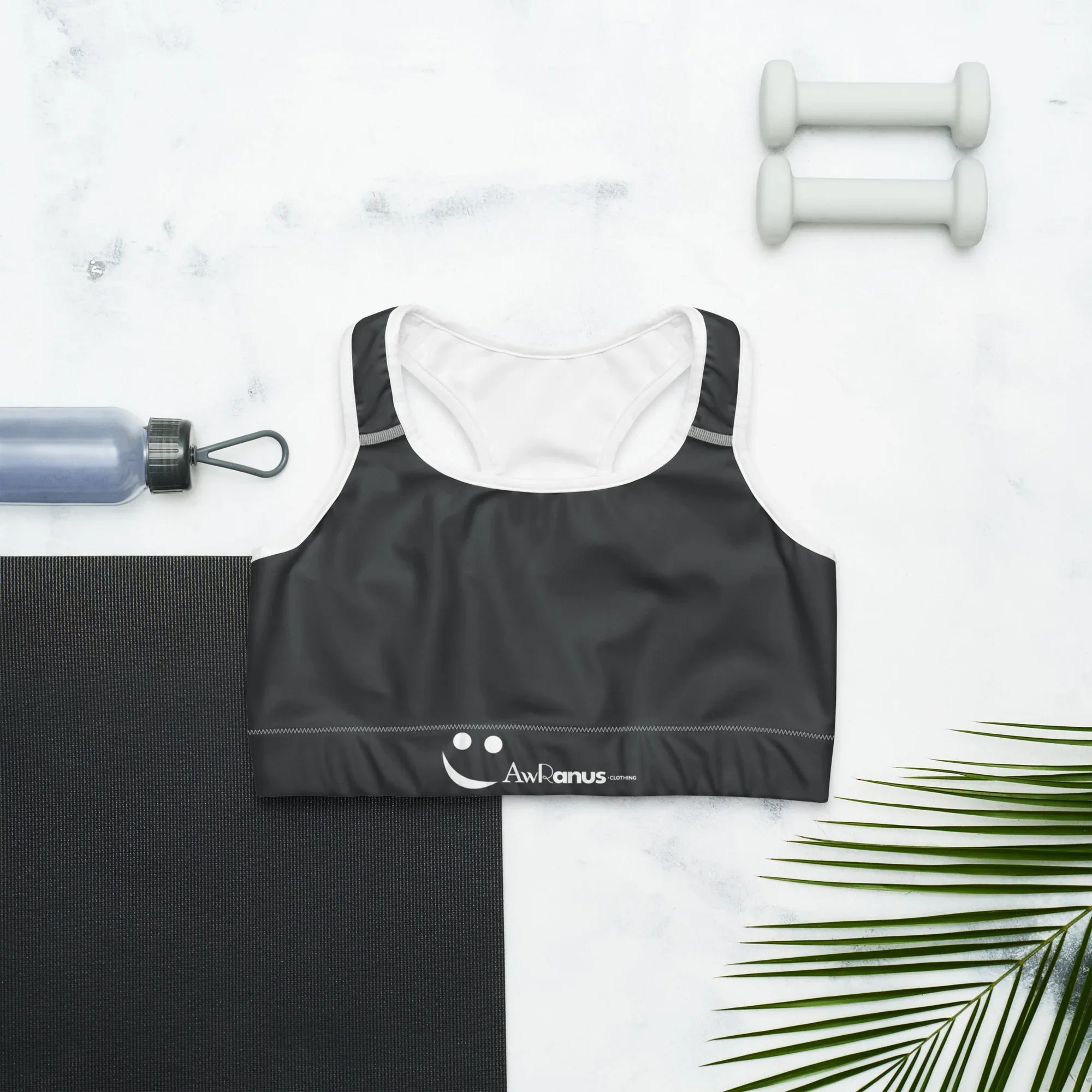 Sports Bra Black-Onyx Sports Bra AwRans Clothing all-over-print-sports-bra-white-front-67ebfba8469d9
