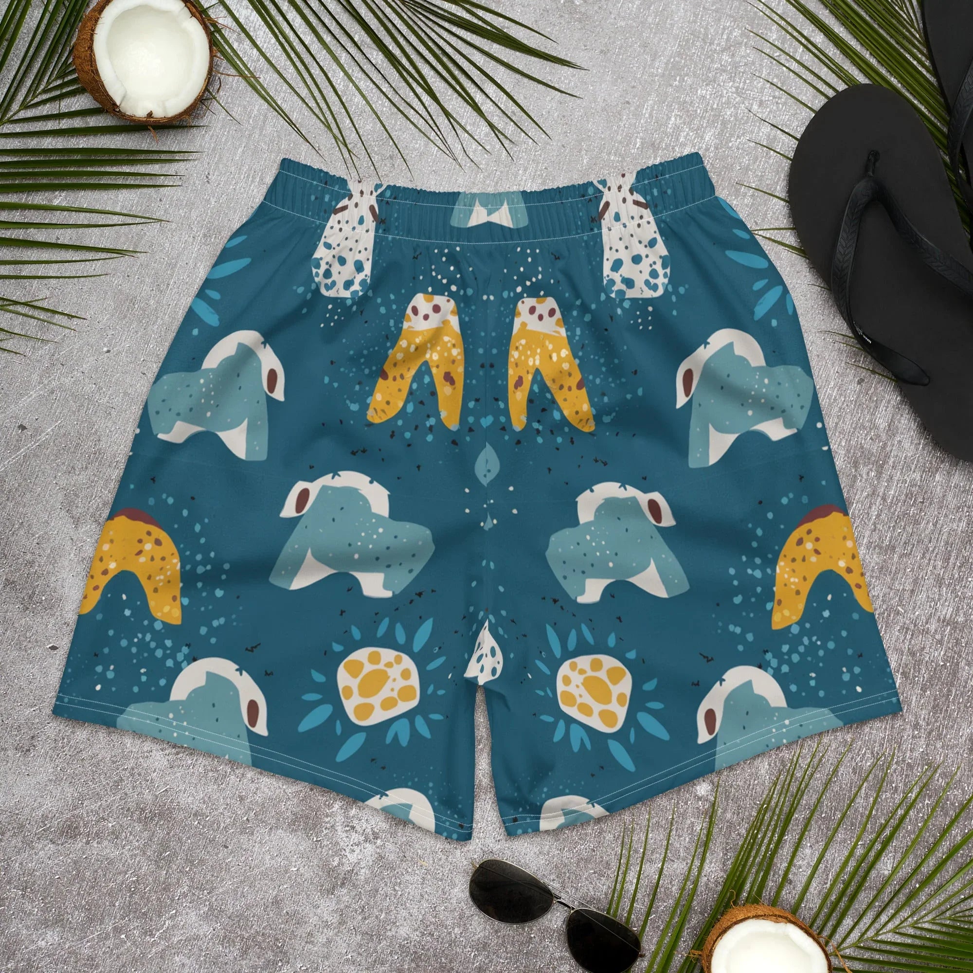 All-Over Print Unisex Athletic Long Shorts Long Shorts AwRans Clothing all-over-print-unisex-athletic-long-shorts-white-back-67536b01788a1