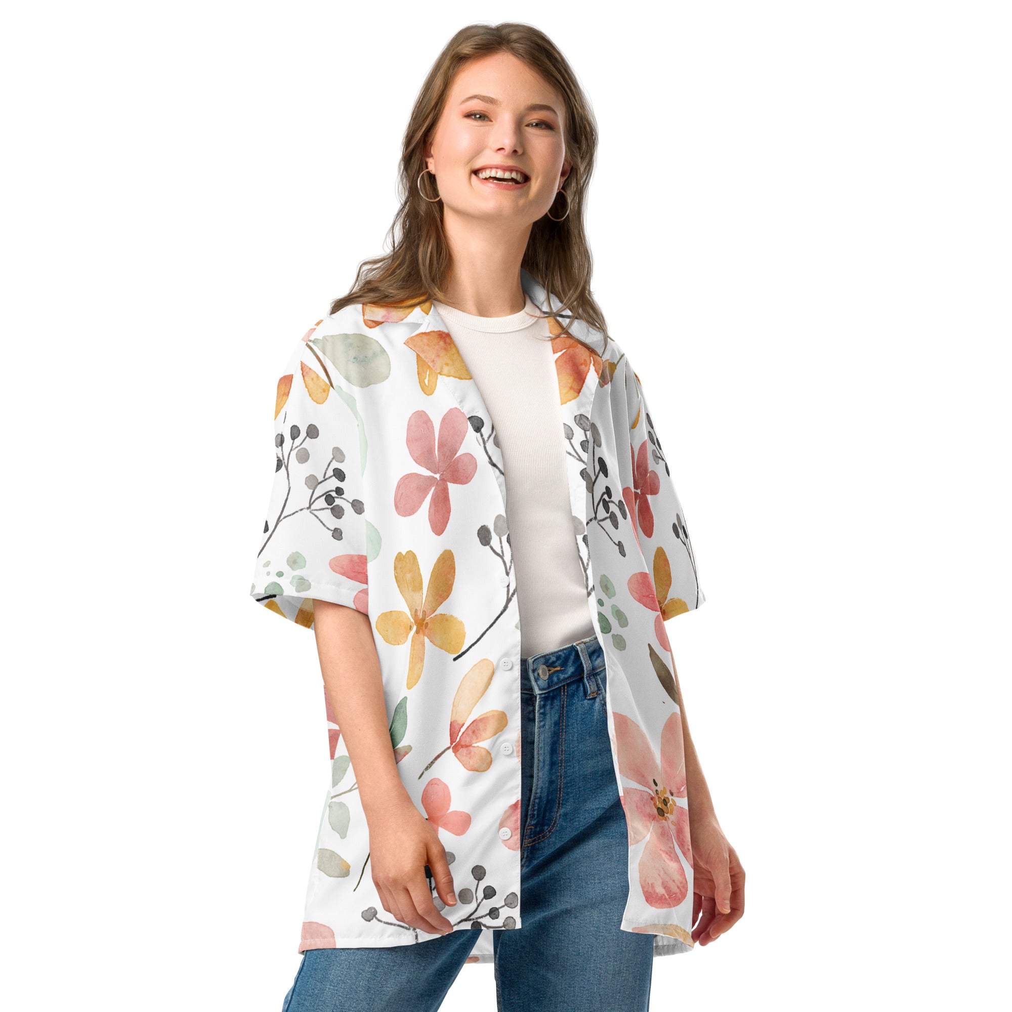 Unisex Button Shirt button shirt AwRans Clothing all-over-print-unisex-button-shirt-white-front-2-67c4f419f044d