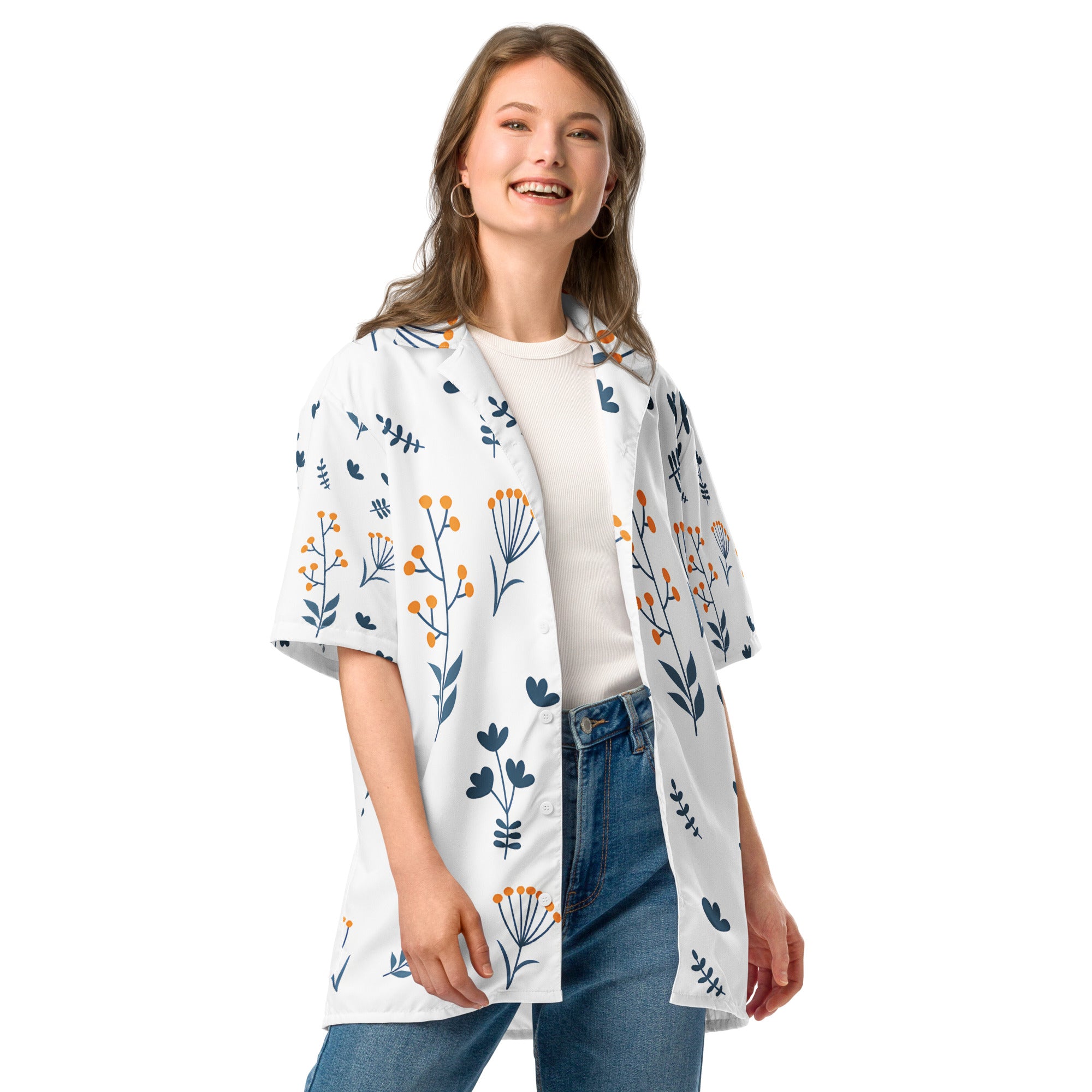 Unisex Button Shirt button shirt AwRans Clothing all-over-print-unisex-button-shirt-white-front-2-67c4f657013e8