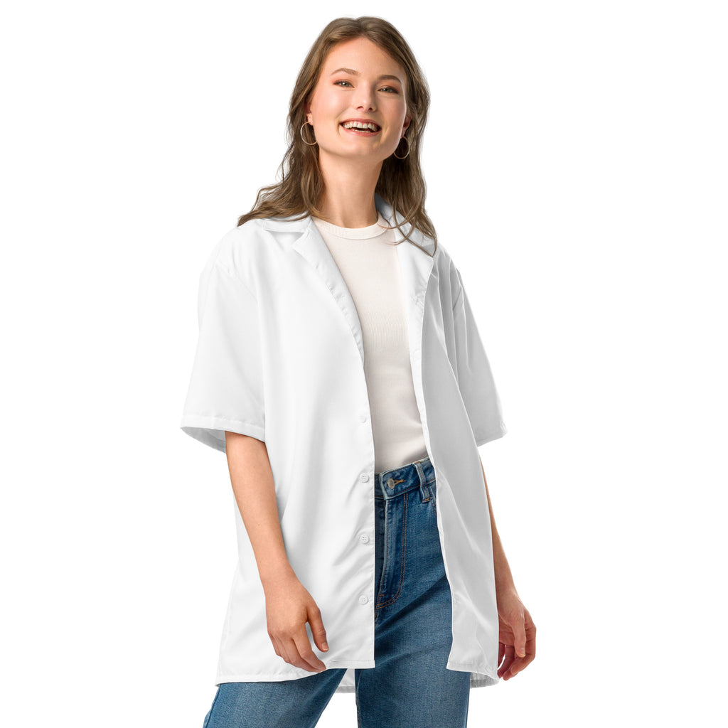 Unisex Button Shirt - White button shirt AwRans Clothing all-over-print-unisex-button-shirt-white-front-2-67c4f7c6ba222