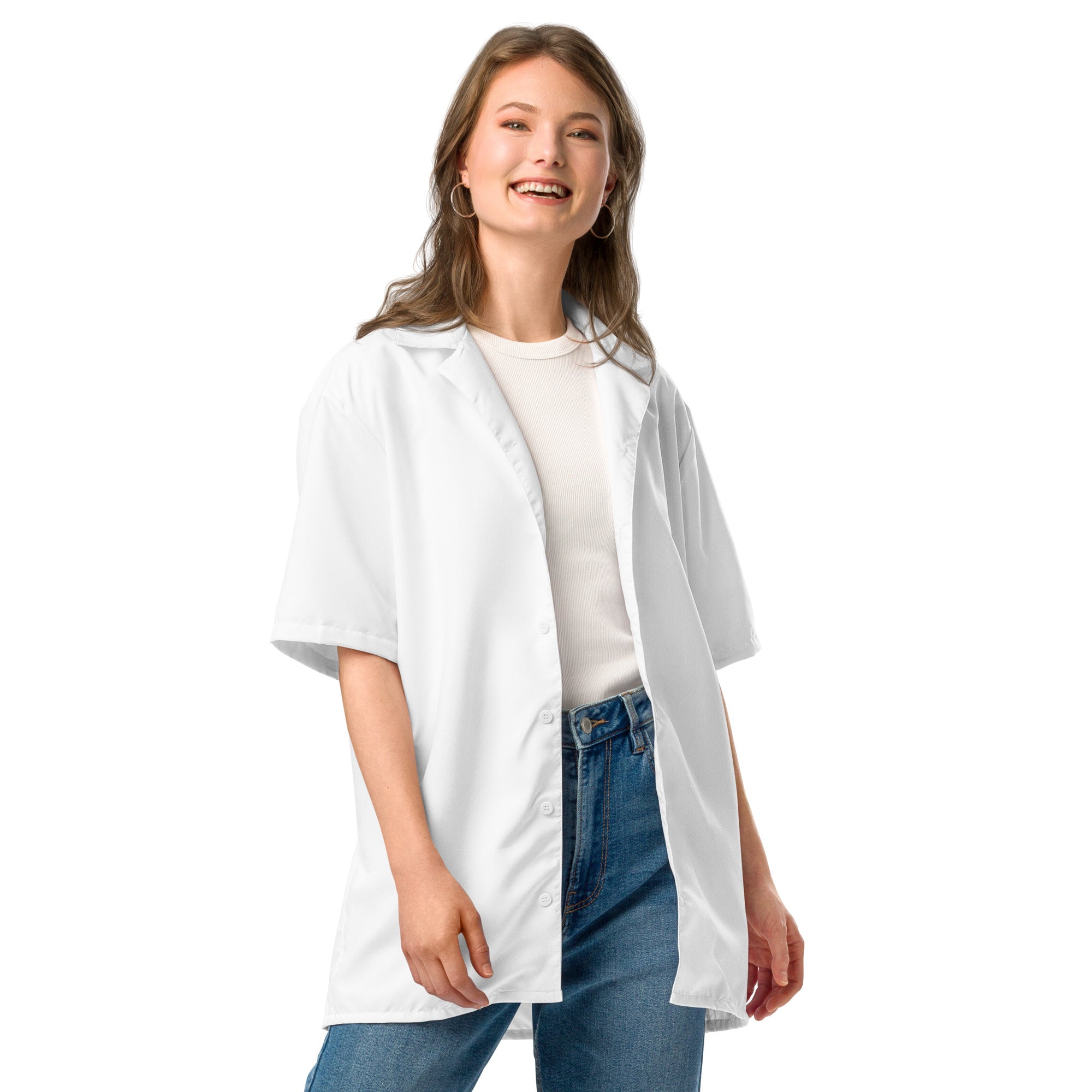 Unisex Button Shirt - White button shirt AwRans Clothing all-over-print-unisex-button-shirt-white-front-2-67c4f7c6ba222