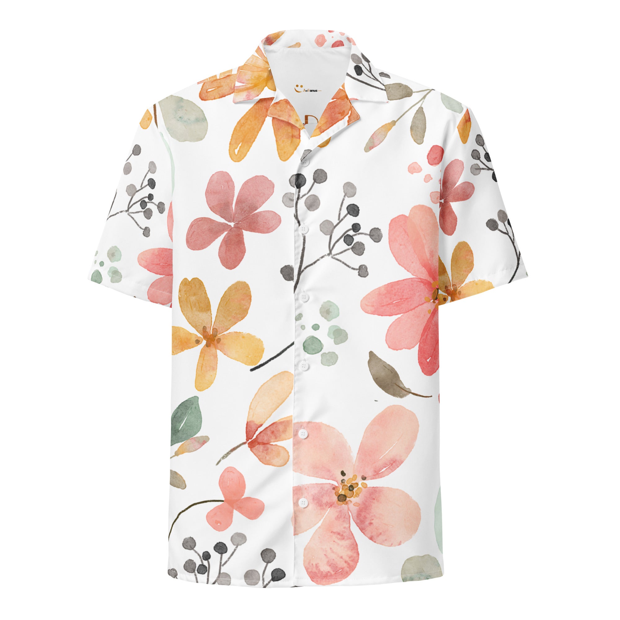 Unisex Button Shirt button shirt AwRans Clothing all-over-print-unisex-button-shirt-white-front-67c4f419efd50