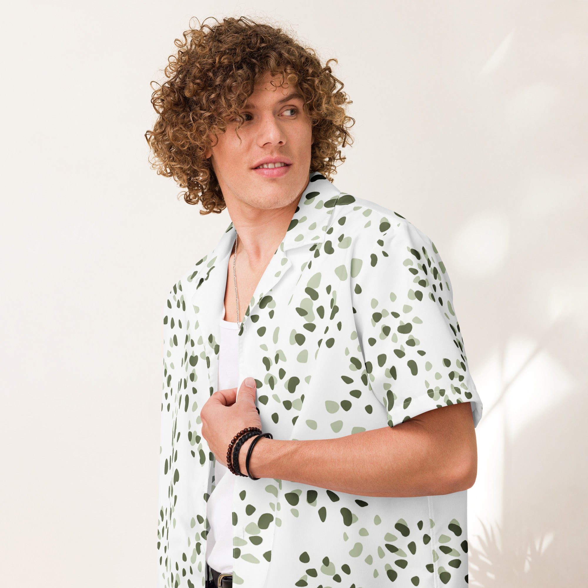 Unisex Button Shirt button shirt AwRans Clothing all-over-print-unisex-button-shirt-white-front-67c4f79142e79