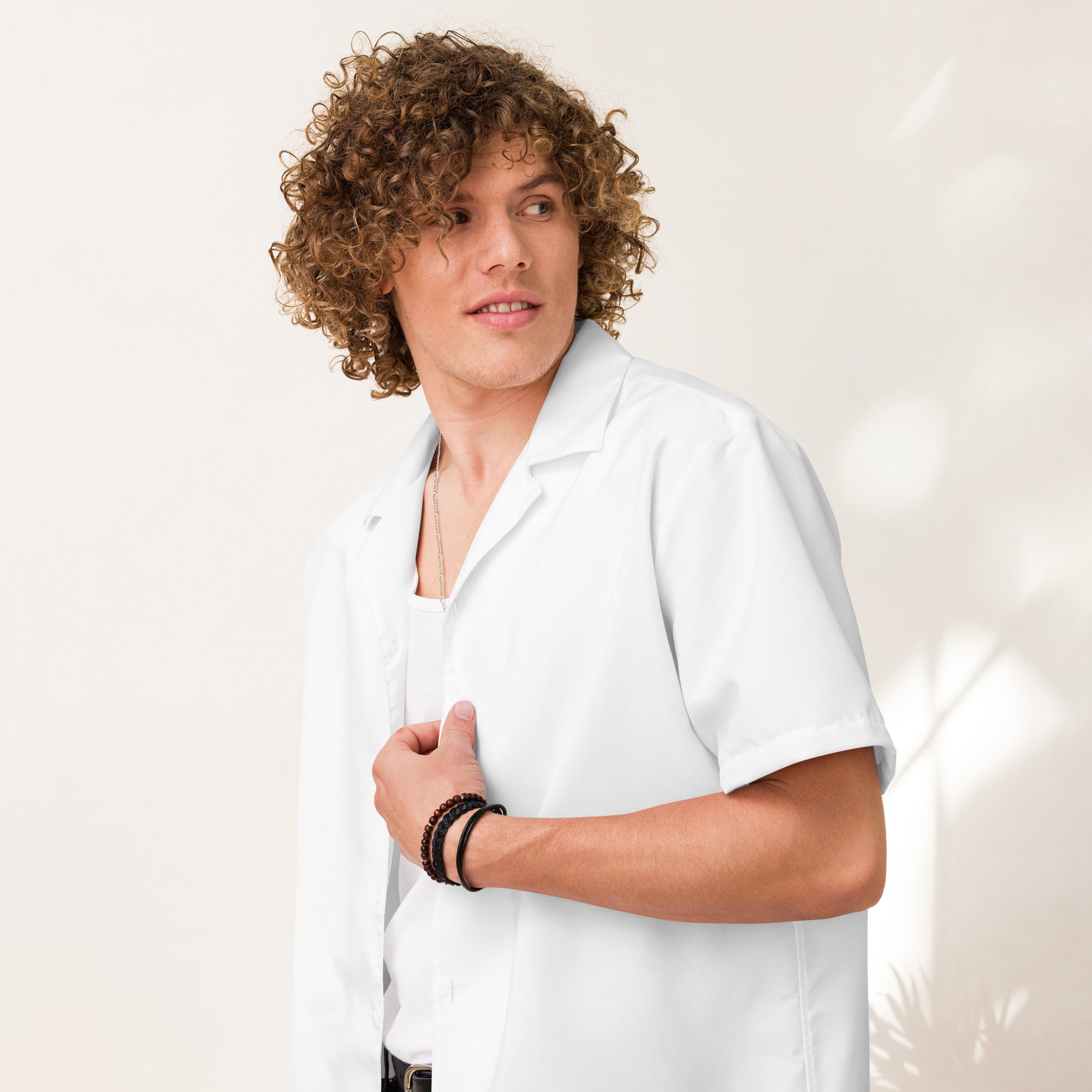 Unisex Button Shirt - White button shirt AwRans Clothing all-over-print-unisex-button-shirt-white-front-67c4f7c6b9c3b