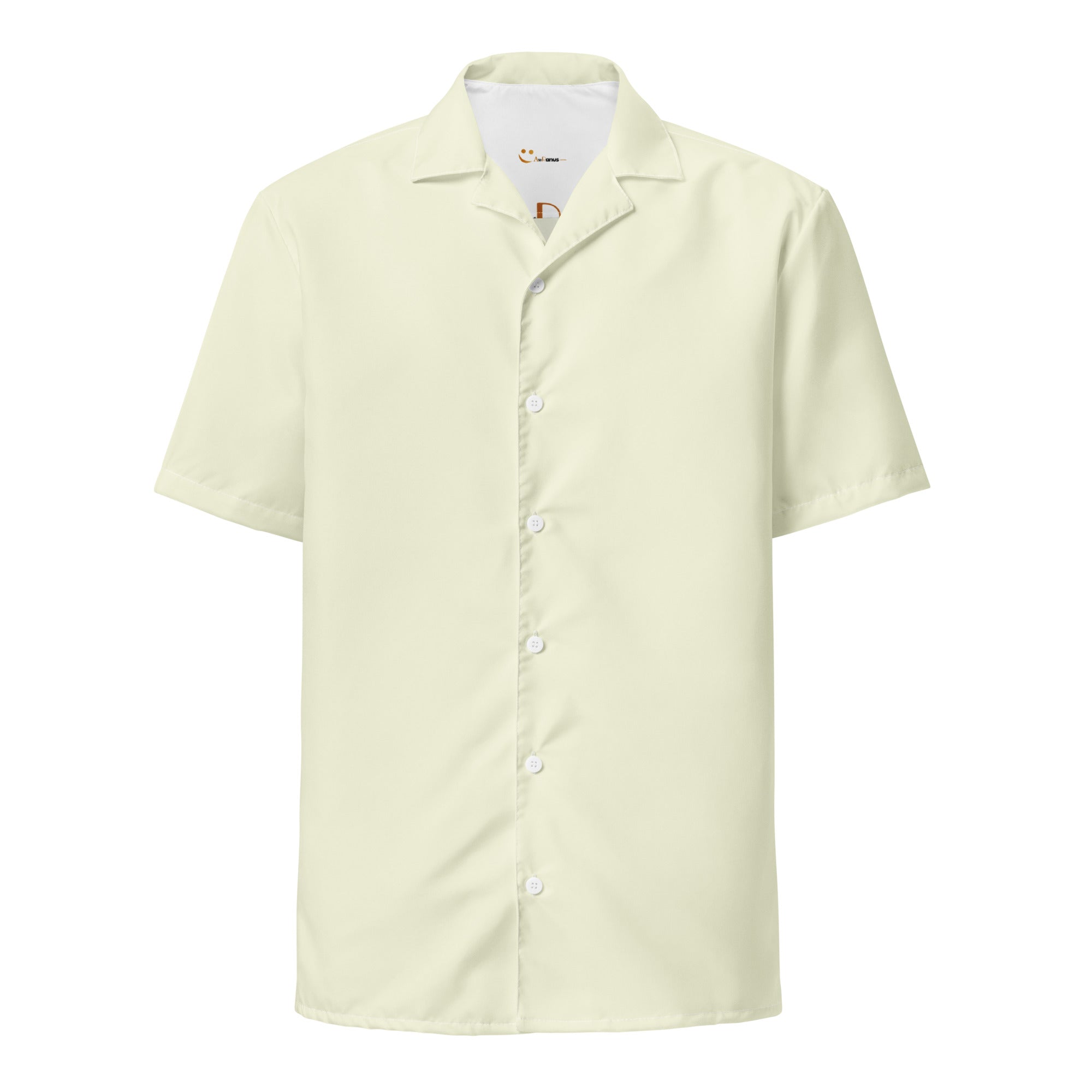 Unisex Button Shirt - Beige button shirt AwRans Clothing all-over-print-unisex-button-shirt-white-front-67c4f80456a4d
