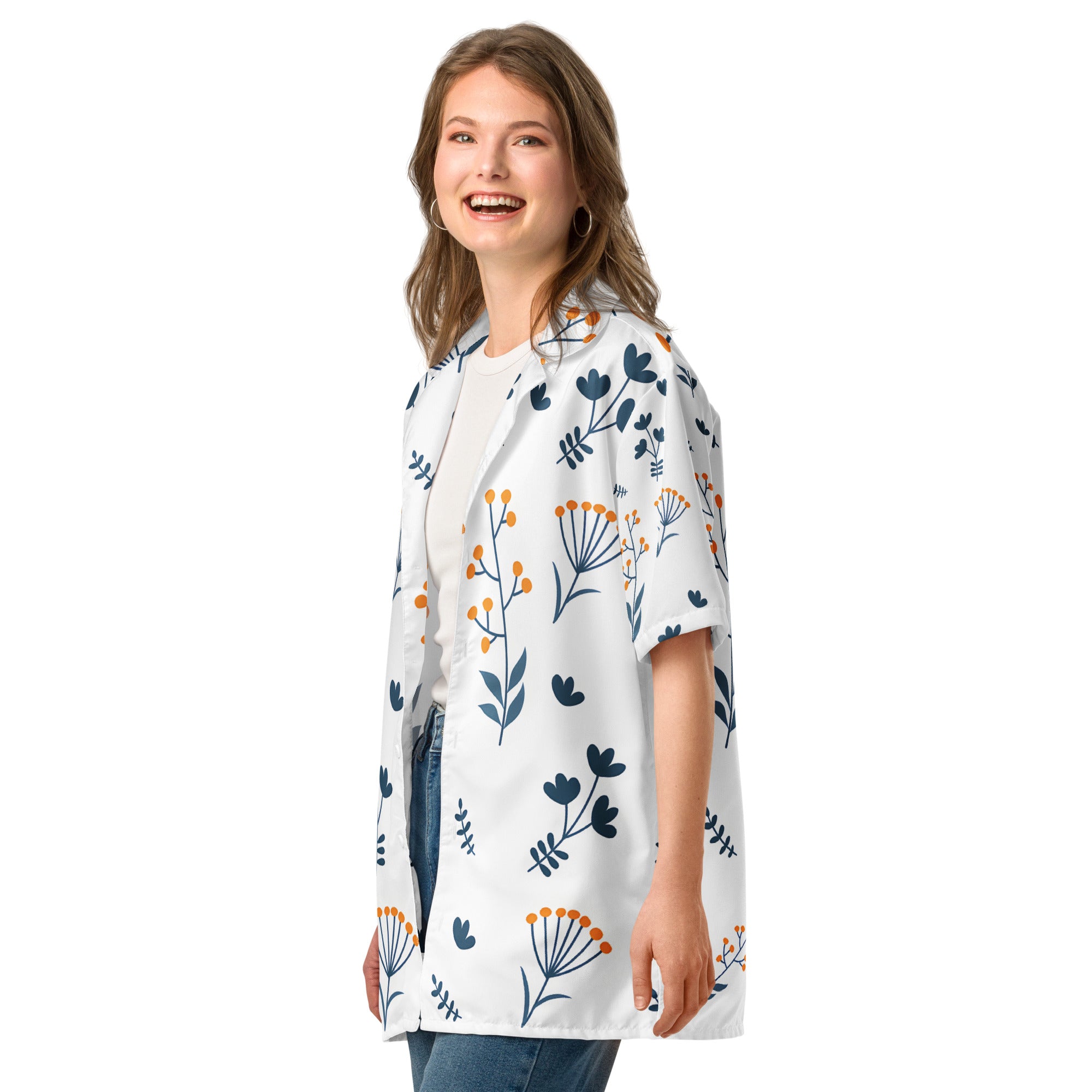 Unisex Button Shirt button shirt AwRans Clothing all-over-print-unisex-button-shirt-white-left-front-67c4f657012e3