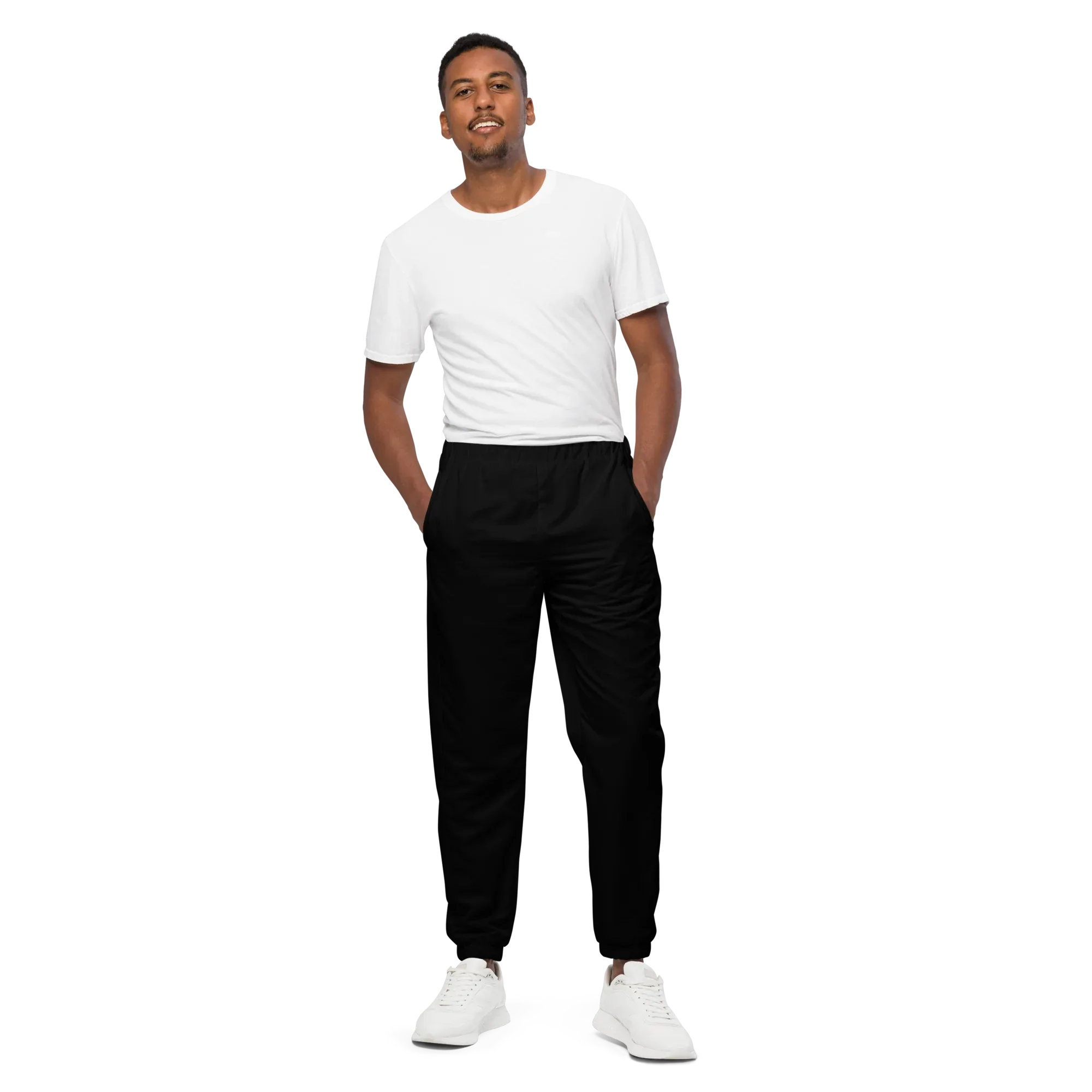 Unisex | Black Track Pants Track Pants AwRans Clothing all-over-print-unisex-track-pants-black-front-67523675e9eef