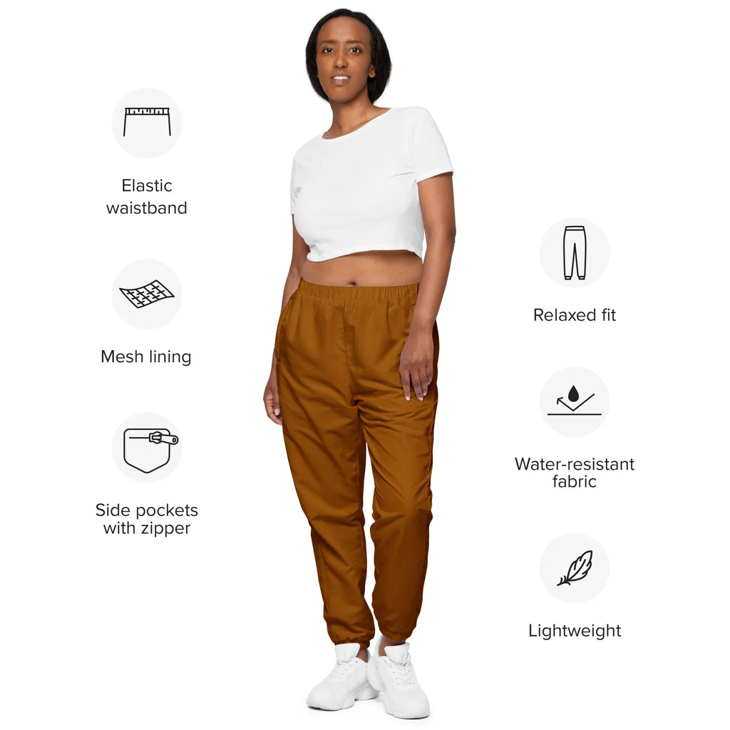 Unisex Track Pants Brown-Orange Track Pants AwRans Clothing all-over-print-unisex-track-pants-black-front-6790cba0eb0f5