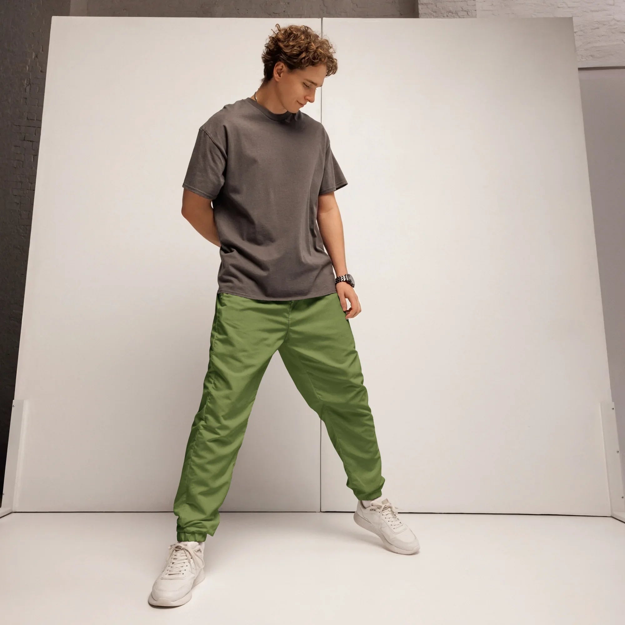 Unisex Track Pants Sage-Green Track Pants AwRans Clothing all-over-print-unisex-track-pants-black-front-6790e95ce2456