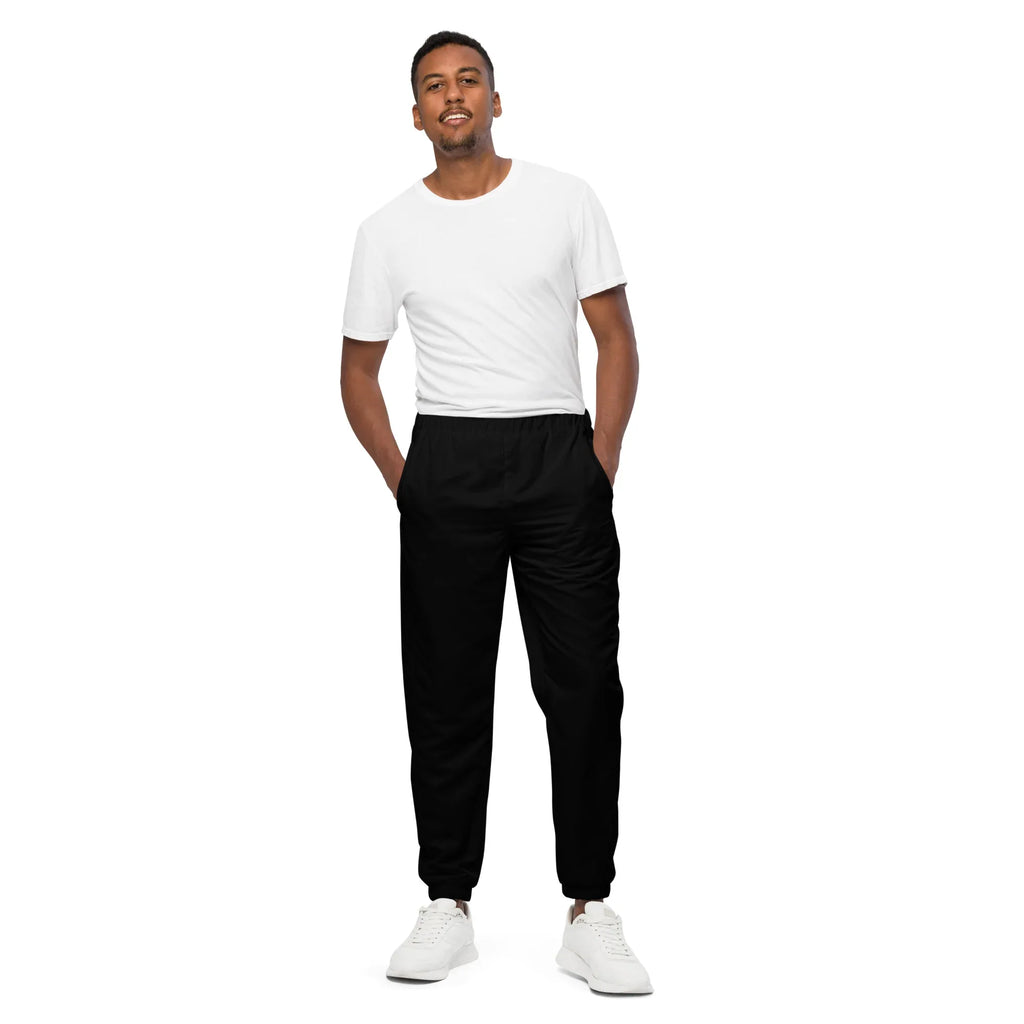 Unisex Track Pants BLACK Track Pants AwRans Clothing all-over-print-unisex-track-pants-black-front-6790eb294cac2
