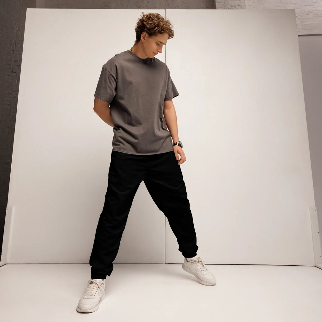 Unisex Track Pants BLACK Track Pants AwRans Clothing all-over-print-unisex-track-pants-black-front-6790eb294ce84
