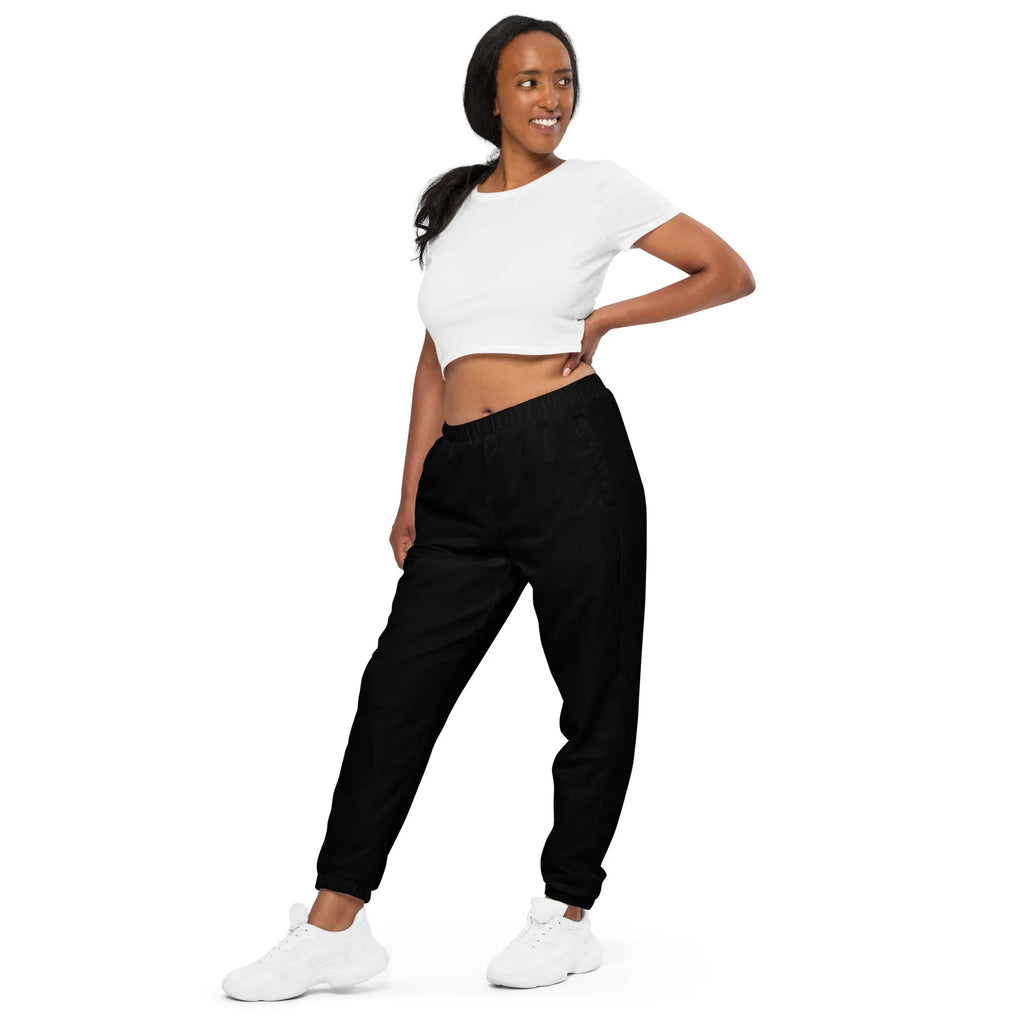 Unisex Track Pants BLACK Track Pants AwRans Clothing all-over-print-unisex-track-pants-black-left-front-6790eb294c9ac