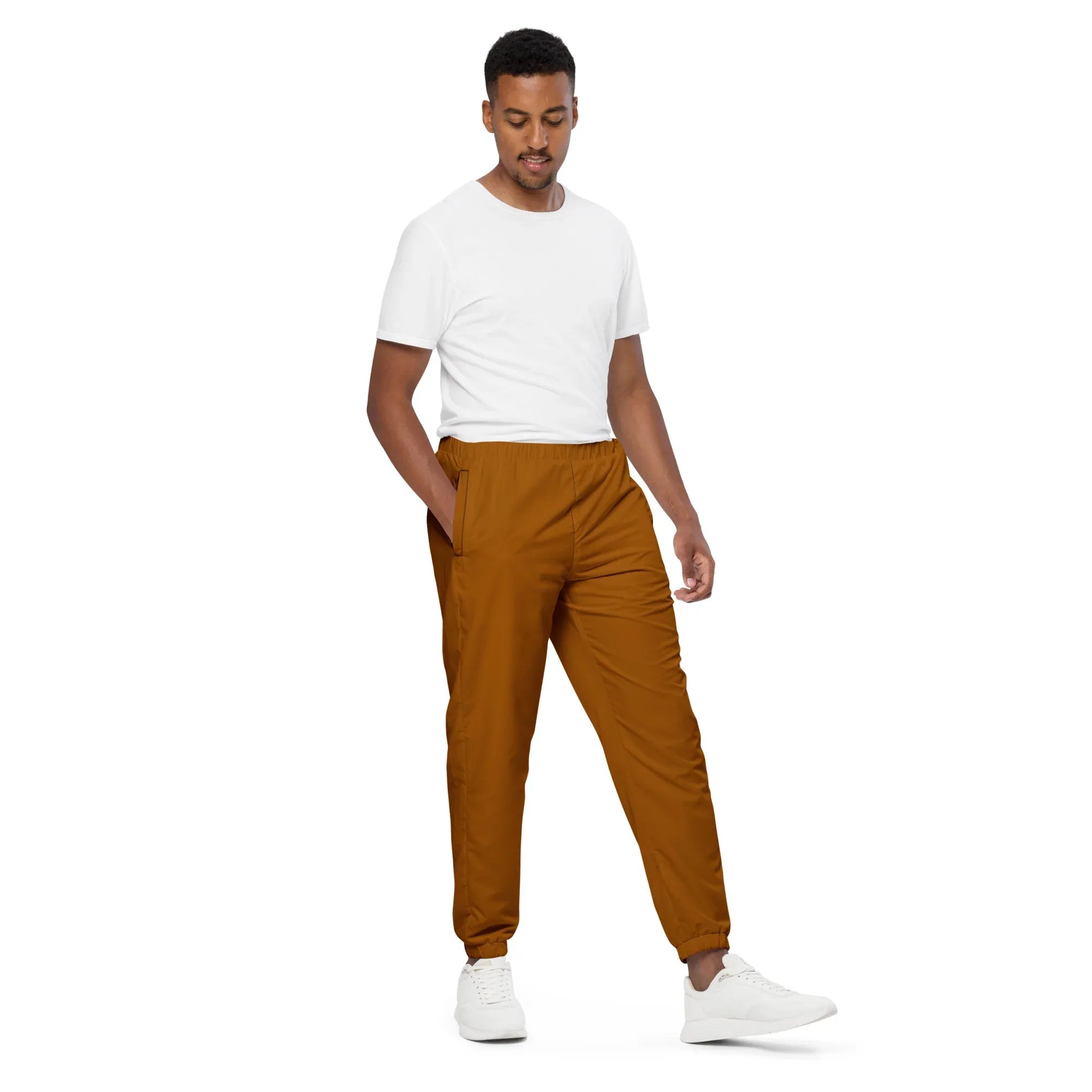 Unisex Track Pants Brown-Orange Track Pants AwRans Clothing all-over-print-unisex-track-pants-black-right-front-6790cba0eb20e
