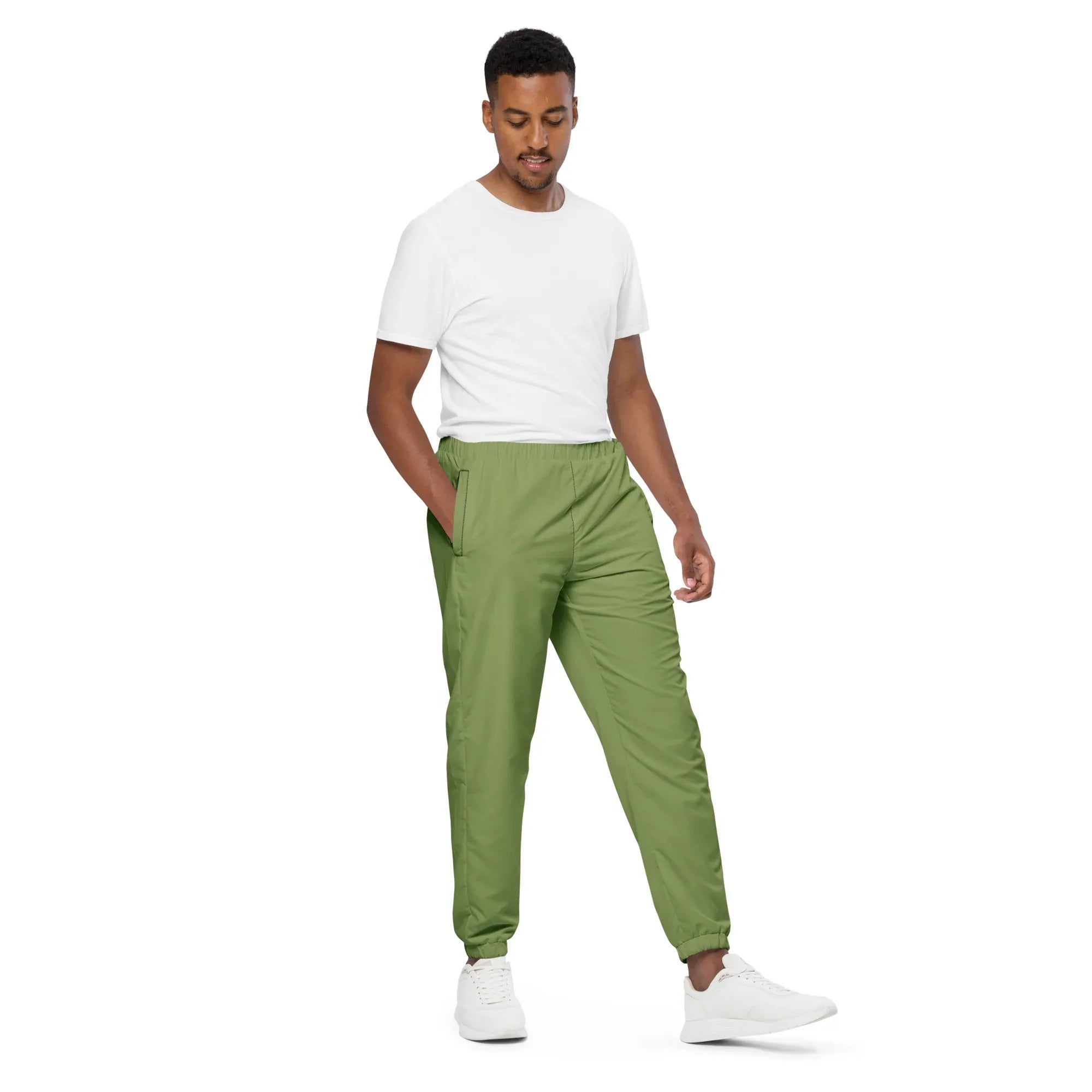 Unisex Track Pants Sage-Green Track Pants AwRans Clothing all-over-print-unisex-track-pants-black-right-front-6790e95ce274a