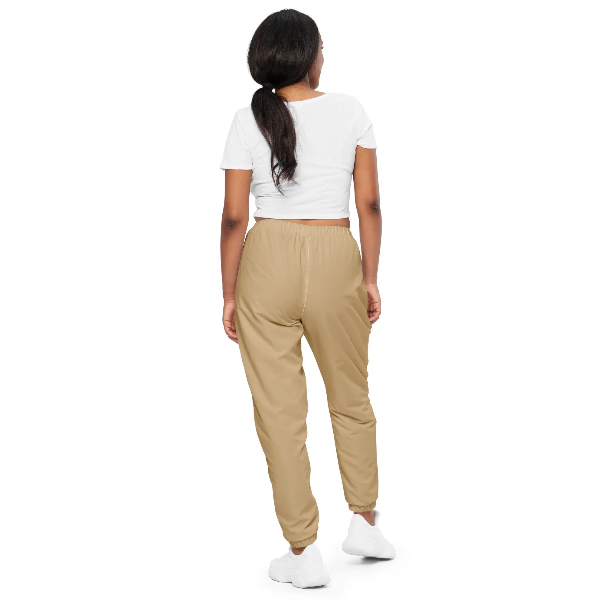 Unisex Track Pants Tan Track Pants AwRans Clothing all-over-print-unisex-track-pants-white-back-6790cb26aab8e
