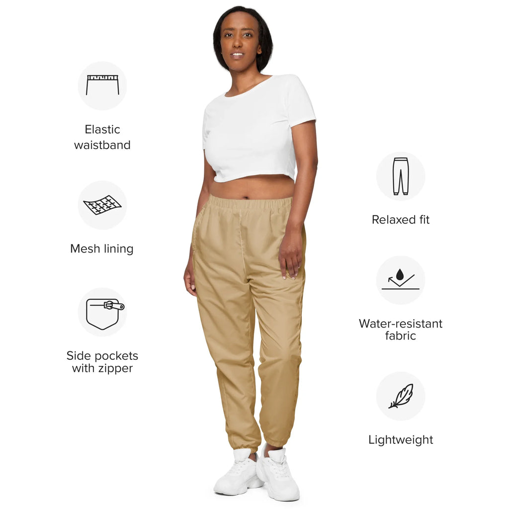 Unisex Track Pants Tan Track Pants AwRans Clothing all-over-print-unisex-track-pants-white-front-6790cb26aa964