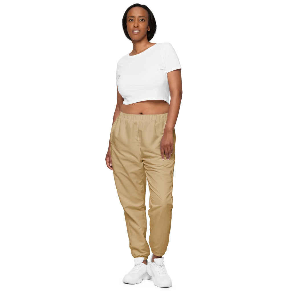 Unisex Track Pants Tan Track Pants AwRans Clothing all-over-print-unisex-track-pants-white-front-6790cb26aac8e