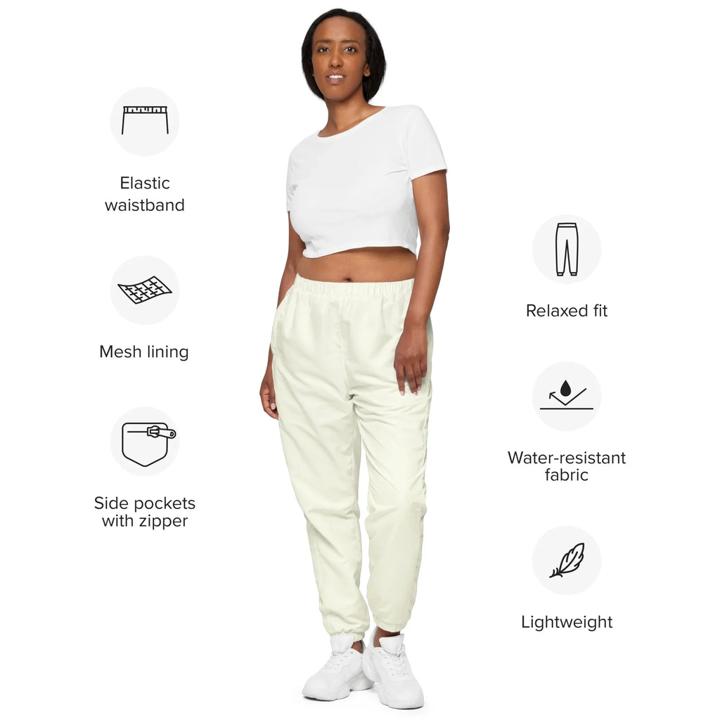 Unisex Track Pants Ivory Track Pants AwRans Clothing all-over-print-unisex-track-pants-white-front-6790da70ec6c0