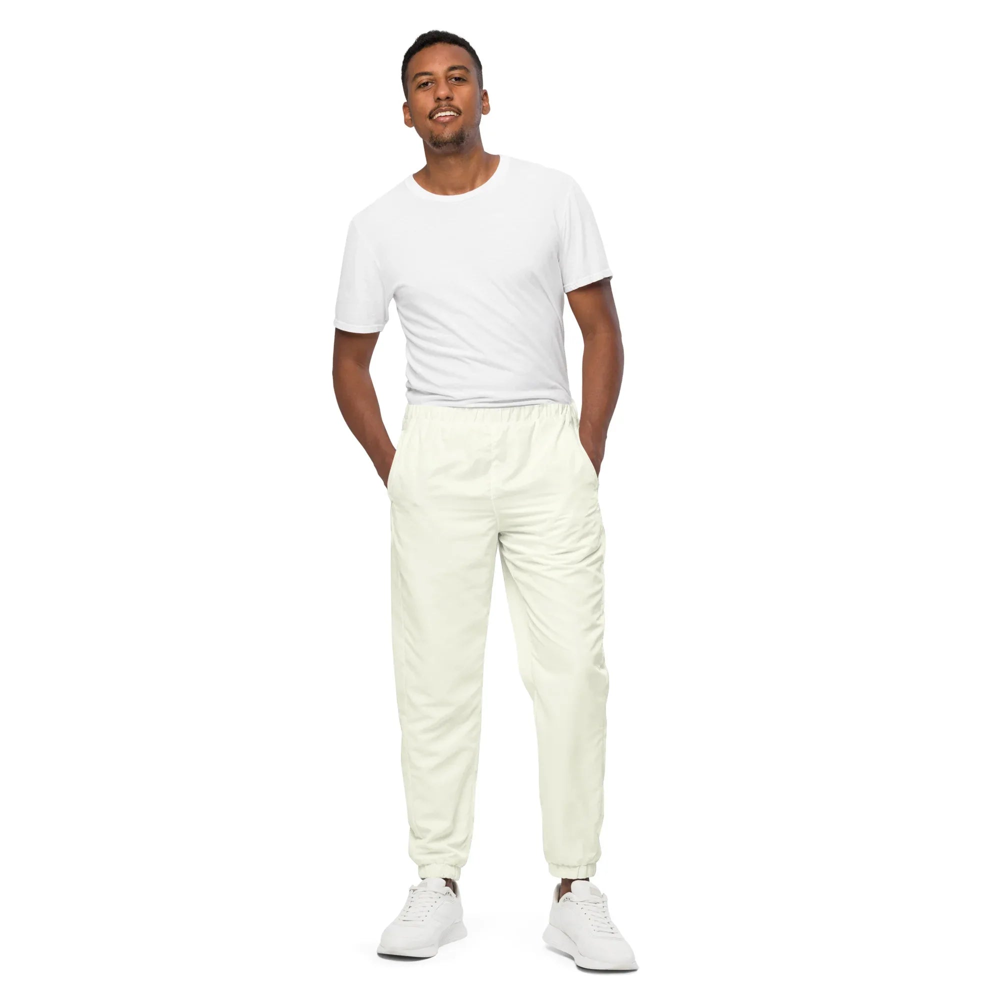 Unisex Track Pants Ivory Track Pants AwRans Clothing all-over-print-unisex-track-pants-white-front-6790da70ec9ef