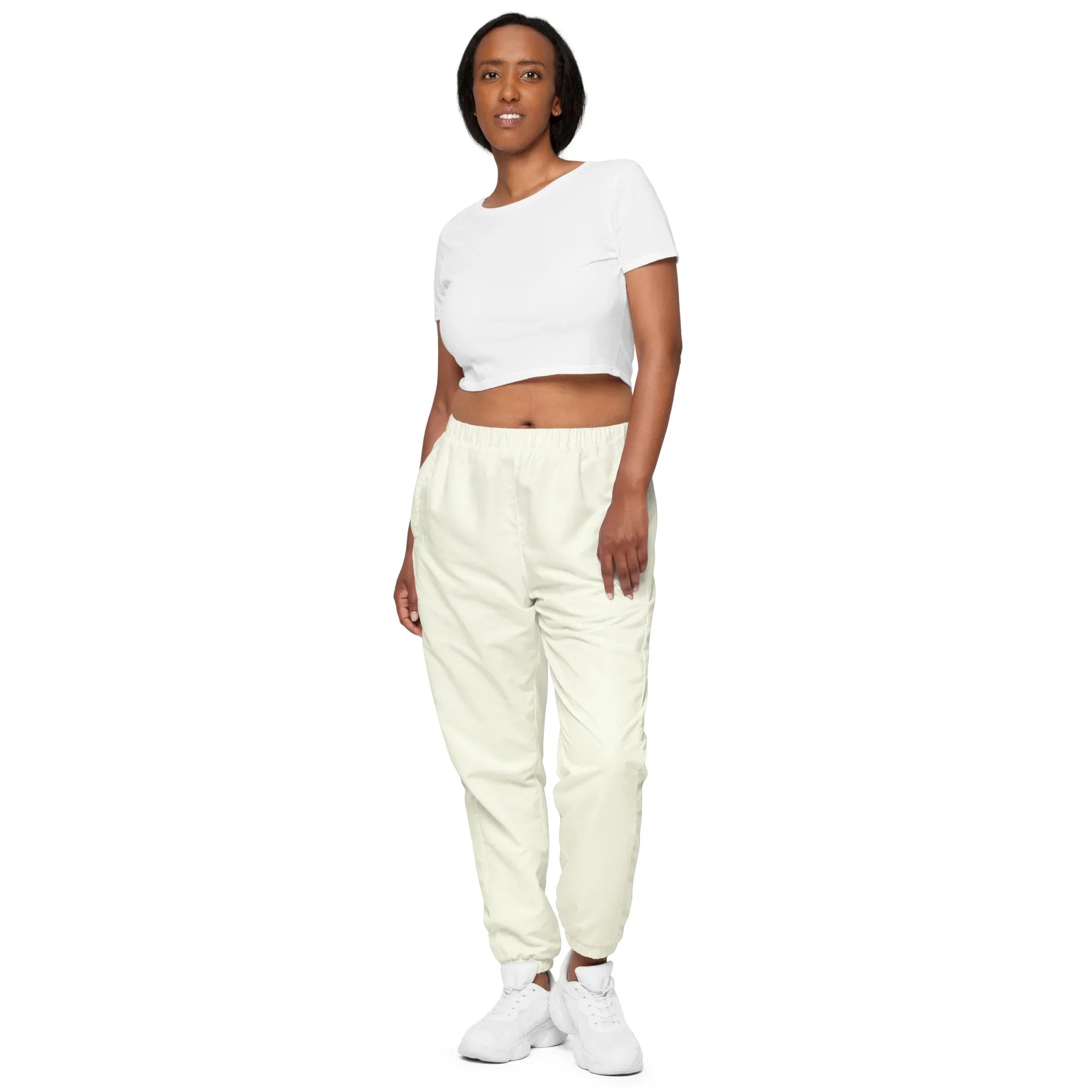 Unisex Track Pants Ivory Track Pants AwRans Clothing all-over-print-unisex-track-pants-white-front-6790da70ecb6d