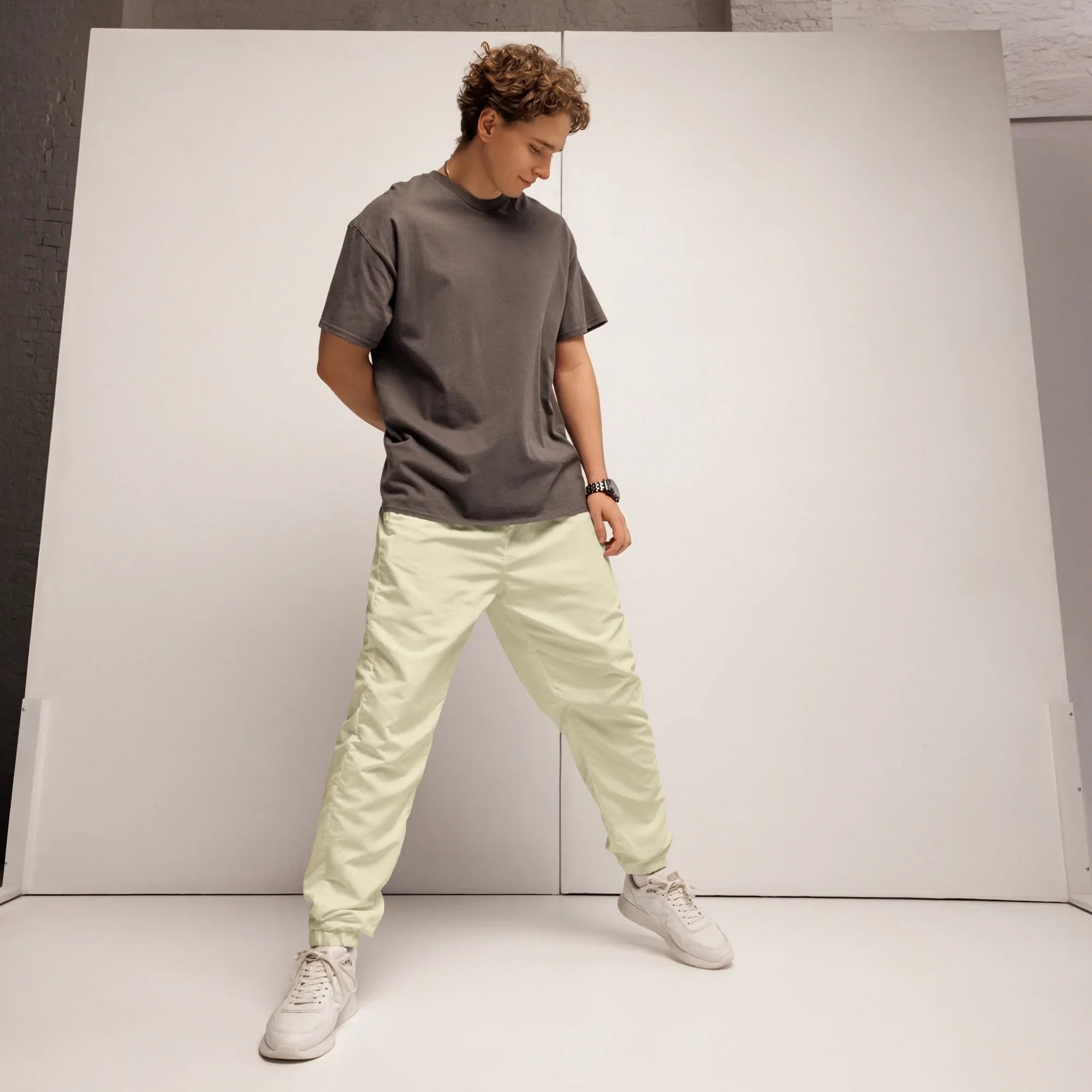 Unisex Track Pants Beige Track Pants AwRans Clothing all-over-print-unisex-track-pants-white-front-6790e91f61647