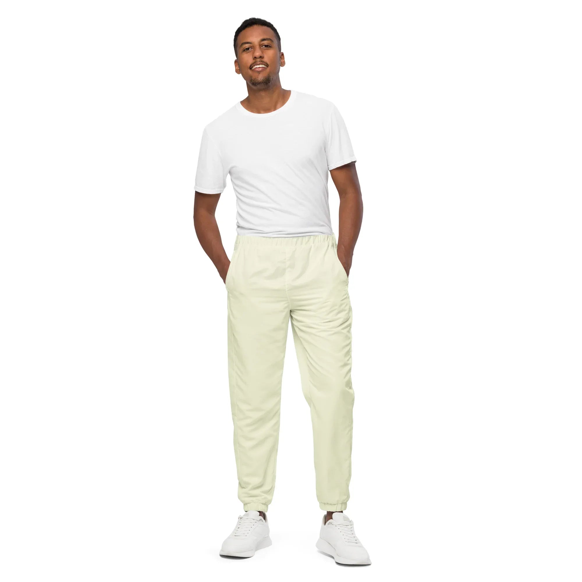 Unisex Track Pants Beige Track Pants AwRans Clothing all-over-print-unisex-track-pants-white-front-6790e91f61d4c