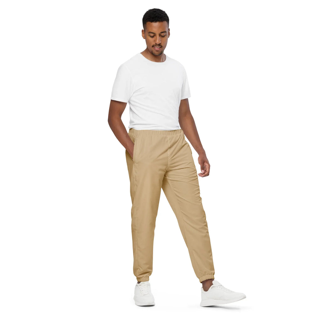 Unisex Track Pants Tan Track Pants AwRans Clothing all-over-print-unisex-track-pants-white-right-front-6790cb26aaa8b