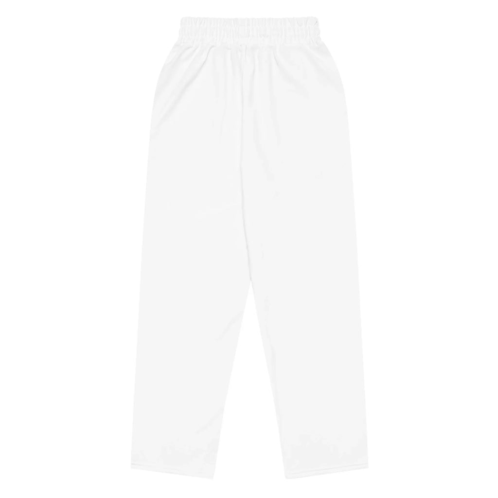Unisex Wide-leg joggers WHITE joggers AwRans Clothing all-over-print-unisex-wide-leg-joggers-white-back-678dbd7520906