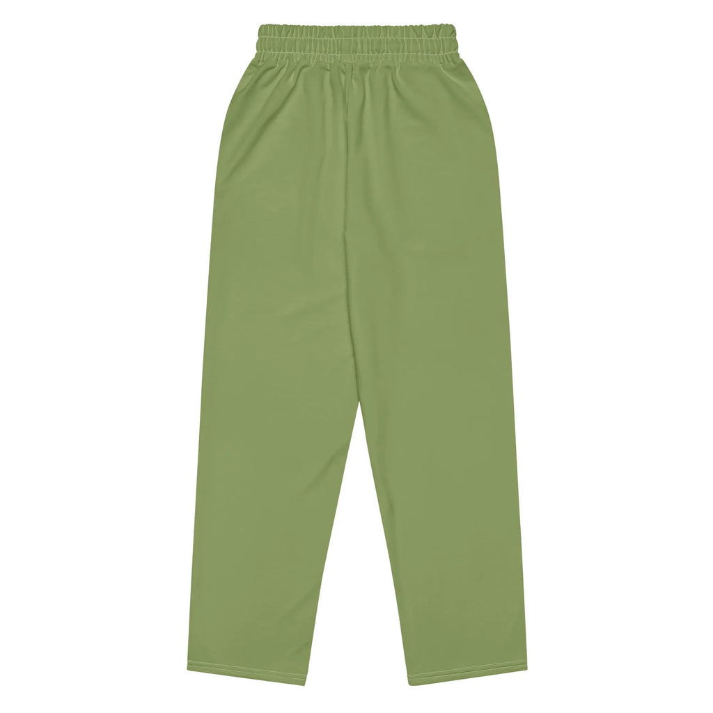 Unisex Wide-leg joggers Sage-Green joggers AwRans Clothing all-over-print-unisex-wide-leg-joggers-white-back-678dbe85ac1b9