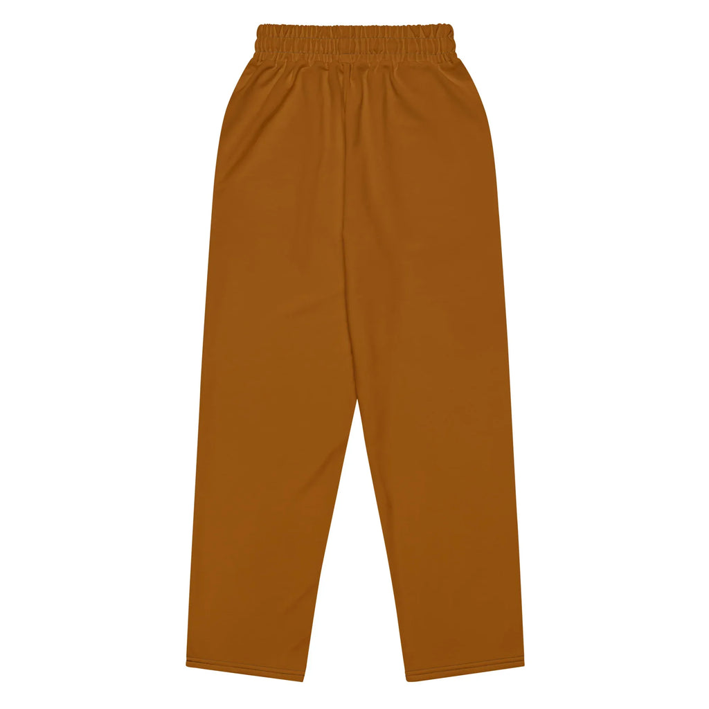 Unisex Wide-leg joggers Brown-Orange joggers AwRans Clothing all-over-print-unisex-wide-leg-joggers-white-back-678f50147851a