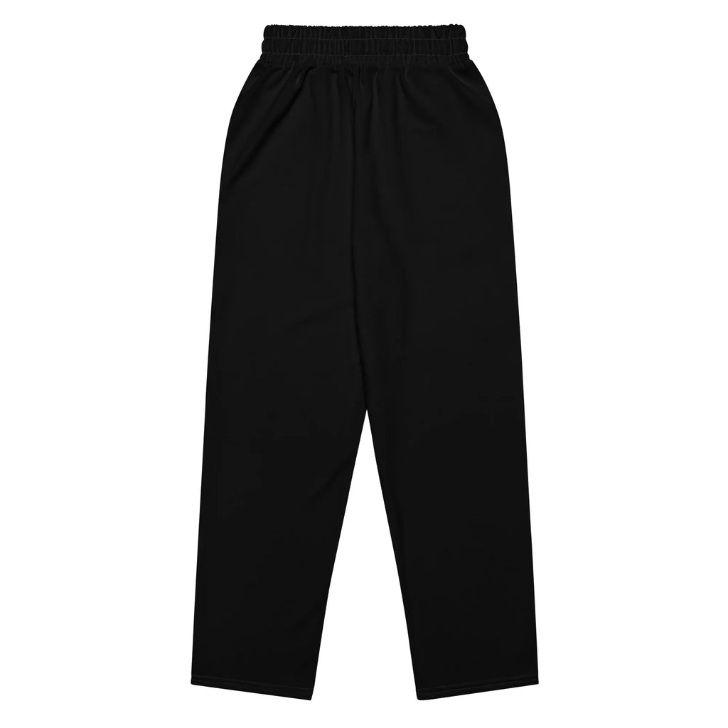 Unisex Wide-leg joggers BLACK joggers AwRans Clothing all-over-print-unisex-wide-leg-joggers-white-back-678f517f0a549