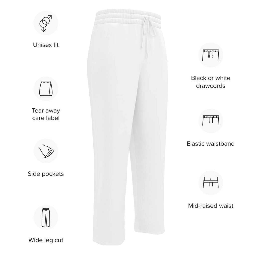 Unisex Wide-leg joggers WHITE 6XL joggers AwRans Clothing all-over-print-unisex-wide-leg-joggers-white-english-678dbd751f61c