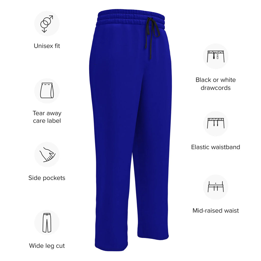 Unisex Wide-leg joggers Dark-blue joggers AwRans Clothing all-over-print-unisex-wide-leg-joggers-white-english-678dbdcfd36d0