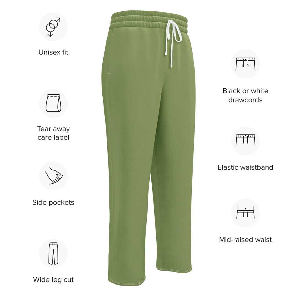Unisex Wide-leg joggers Sage-Green joggers AwRans Clothing all-over-print-unisex-wide-leg-joggers-white-english-678dbe85ac264