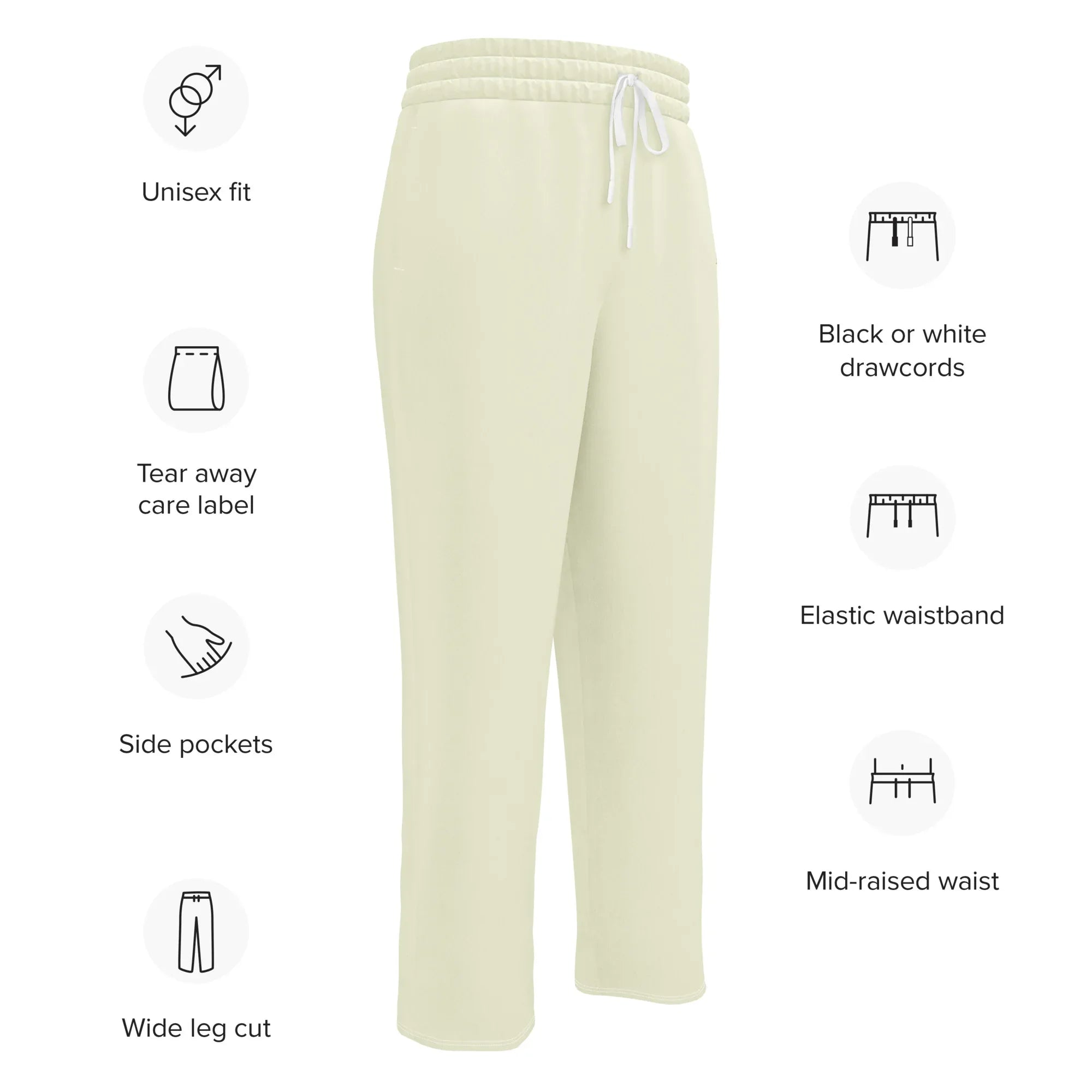 Unisex Wide-leg joggers Beige joggers AwRans Clothing all-over-print-unisex-wide-leg-joggers-white-english-678dbeba38981