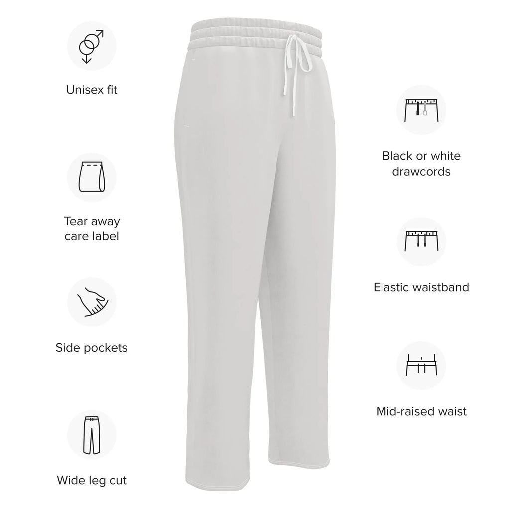 Unisex Wide-leg joggers Platinum joggers AwRans Clothing all-over-print-unisex-wide-leg-joggers-white-english-678dbf70ae66c