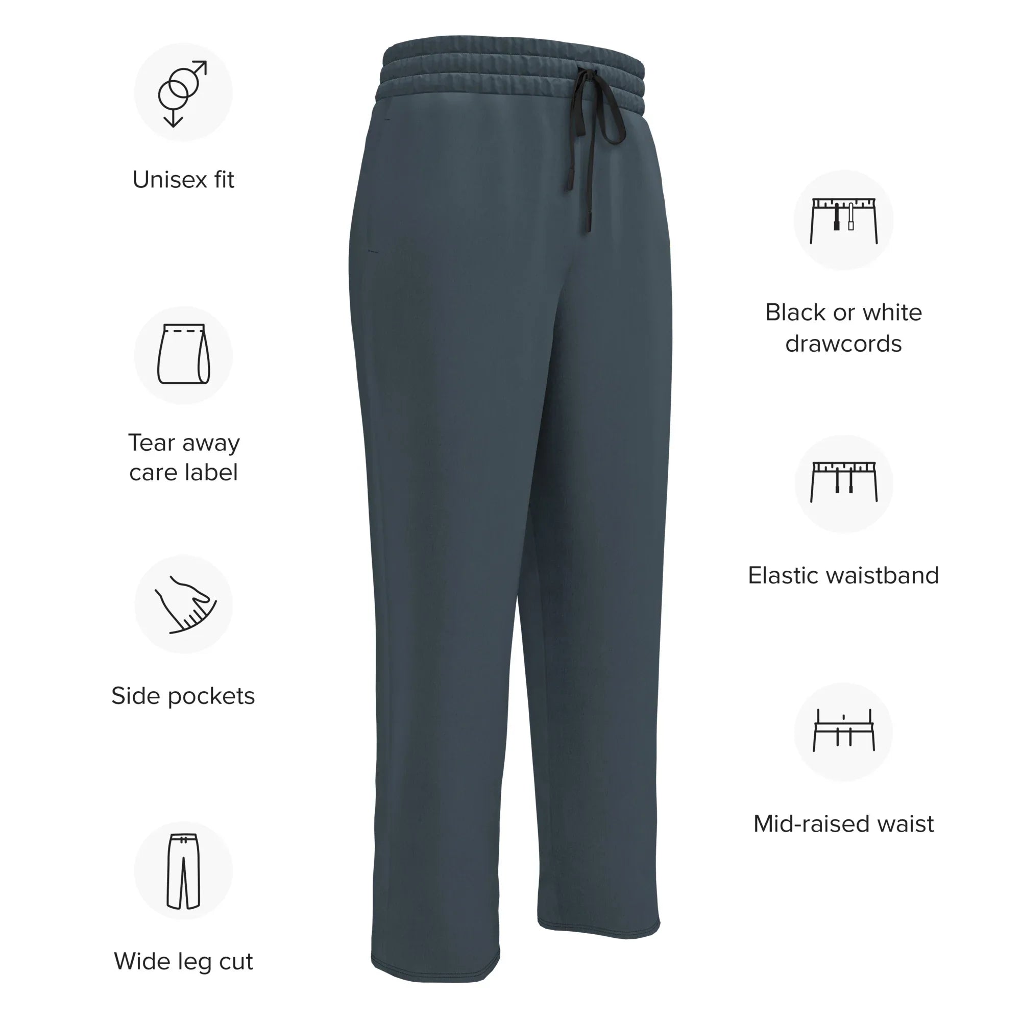 Unisex Wide-leg joggers Charcoal joggers AwRans Clothing all-over-print-unisex-wide-leg-joggers-white-english-678f51440a72a