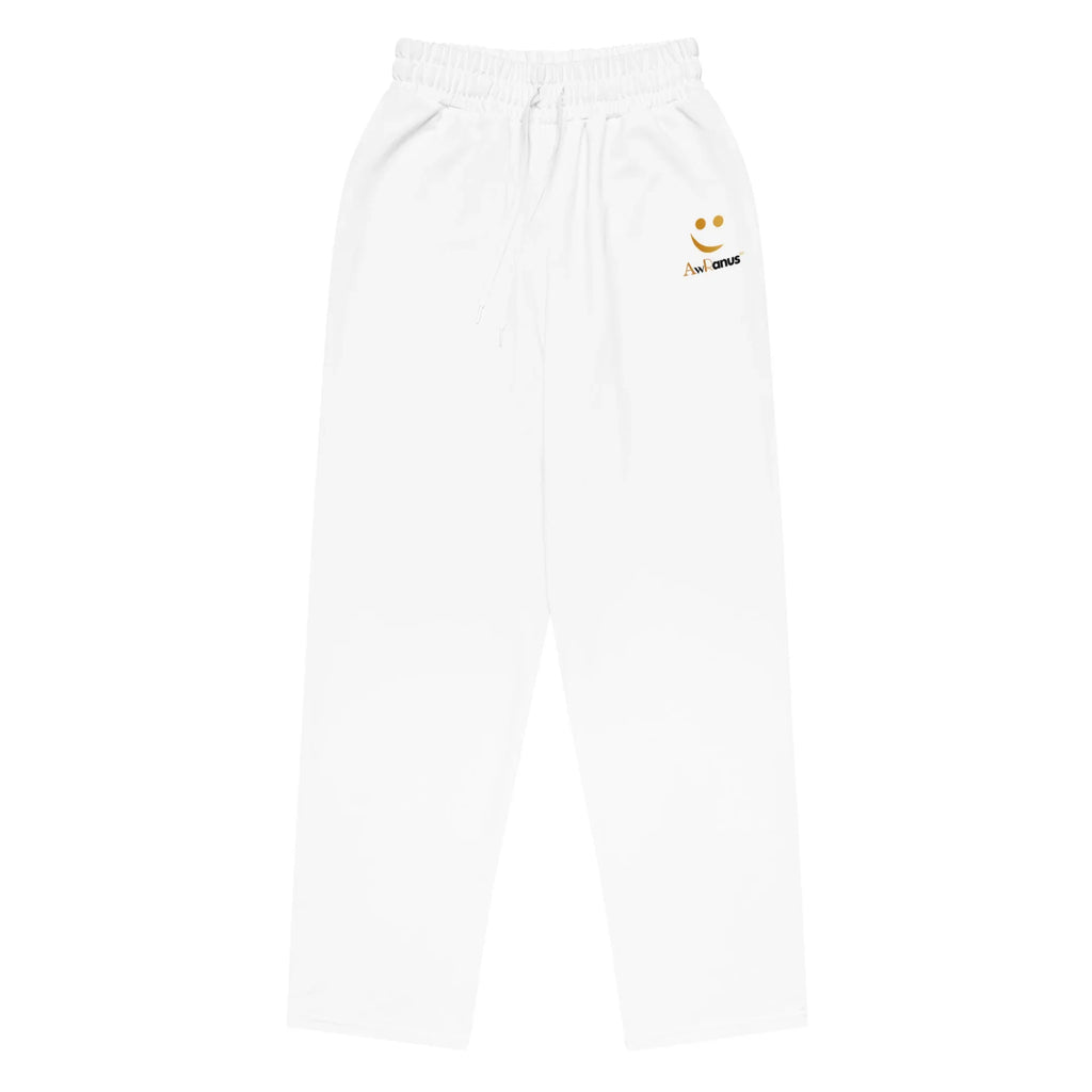 Unisex Wide-leg joggers WHITE joggers AwRans Clothing all-over-print-unisex-wide-leg-joggers-white-front-678dbd7520861